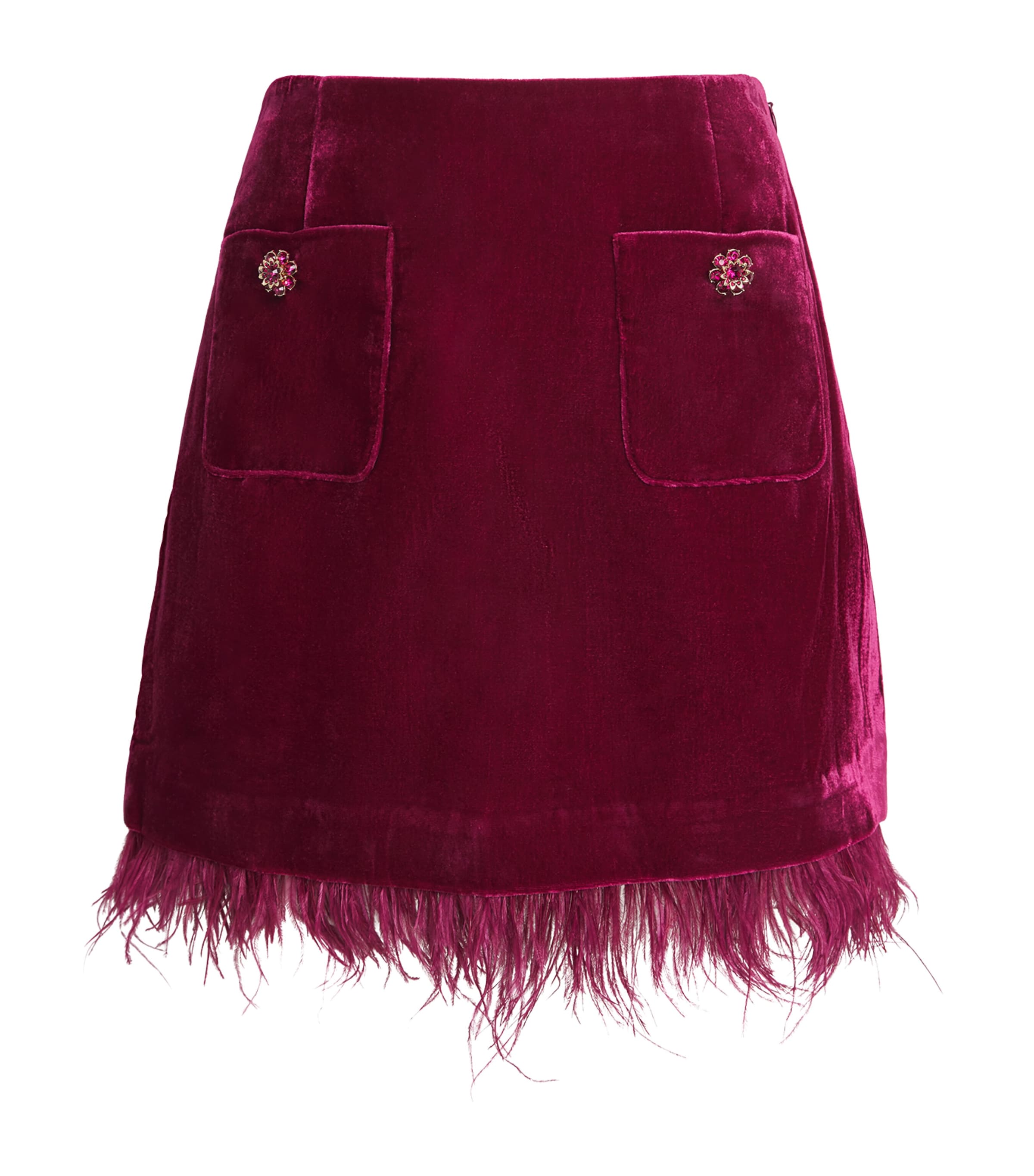 Cinq A Sept Womens Velvet Luna Randi Mini Skirt Red Plum Image 1