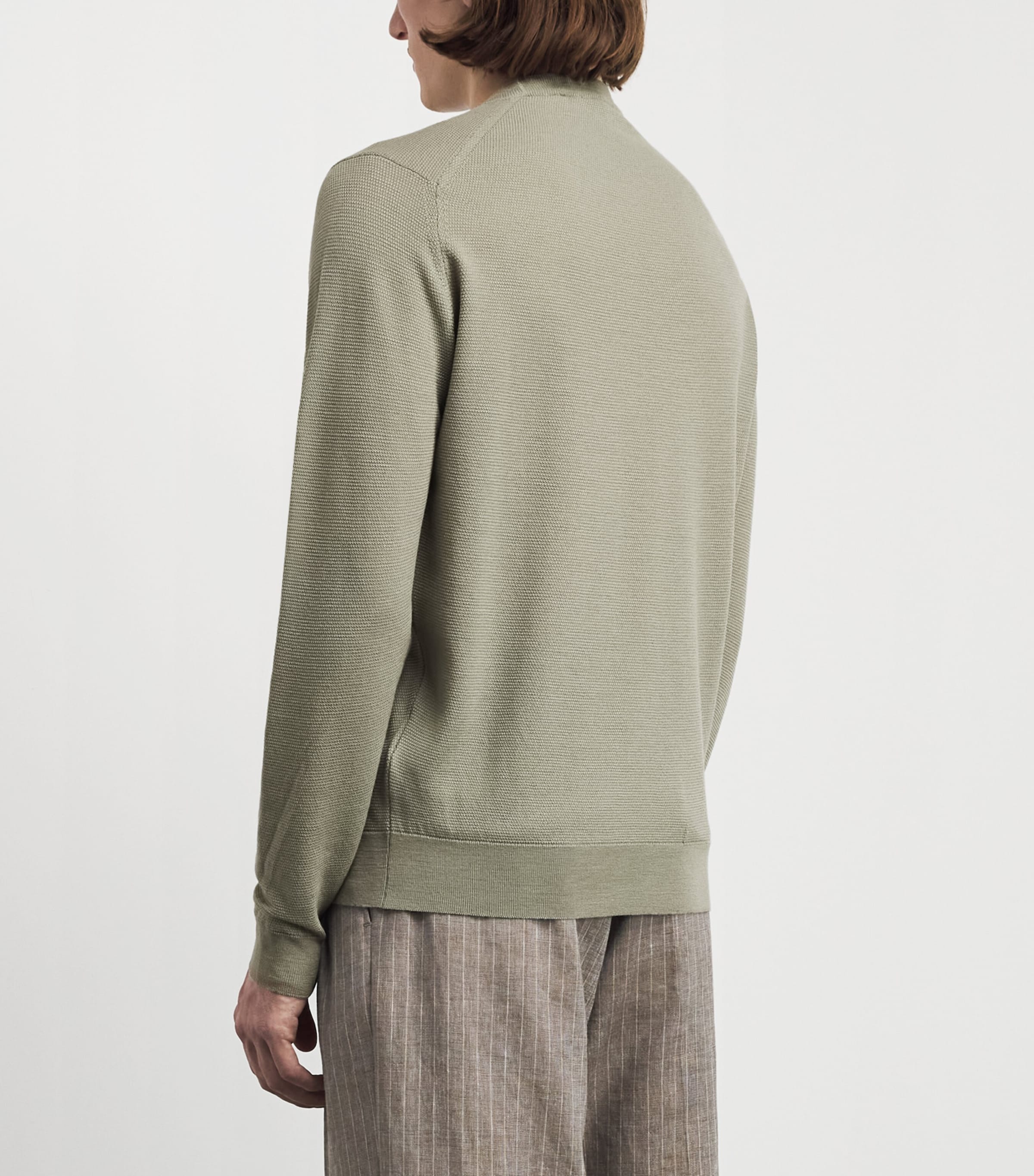 John Smedley Mens Merino Wool Textured Sweater Thistle Dew Image 5