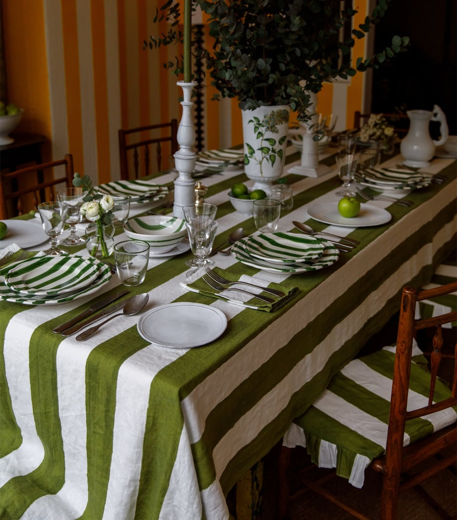 Summerill & Bishop Linen Stripe Tablecloth (165cm x 380cm) Green Image 4