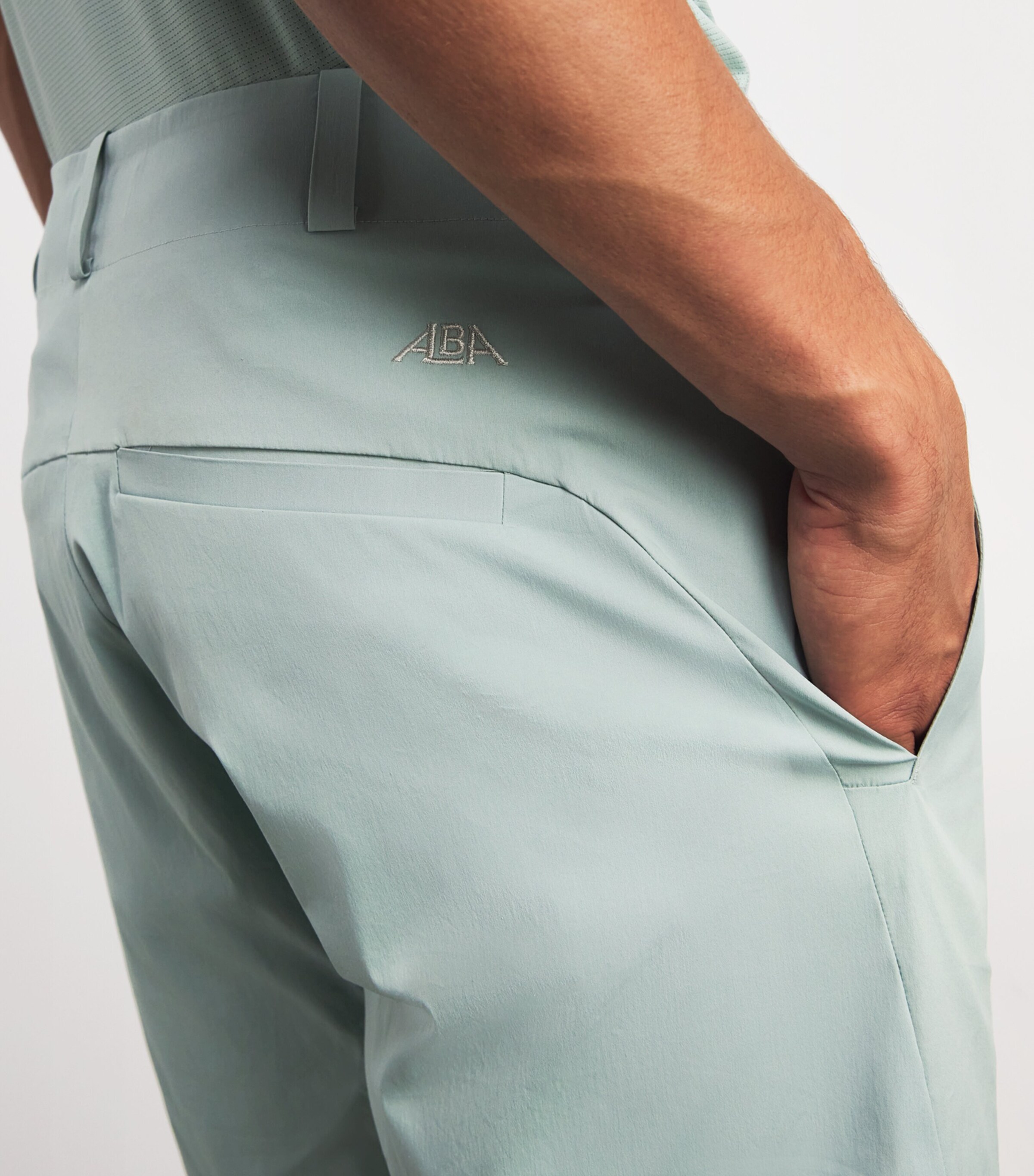 Alba Mens Cotton-Blend Techno Shorts Sage Image 3