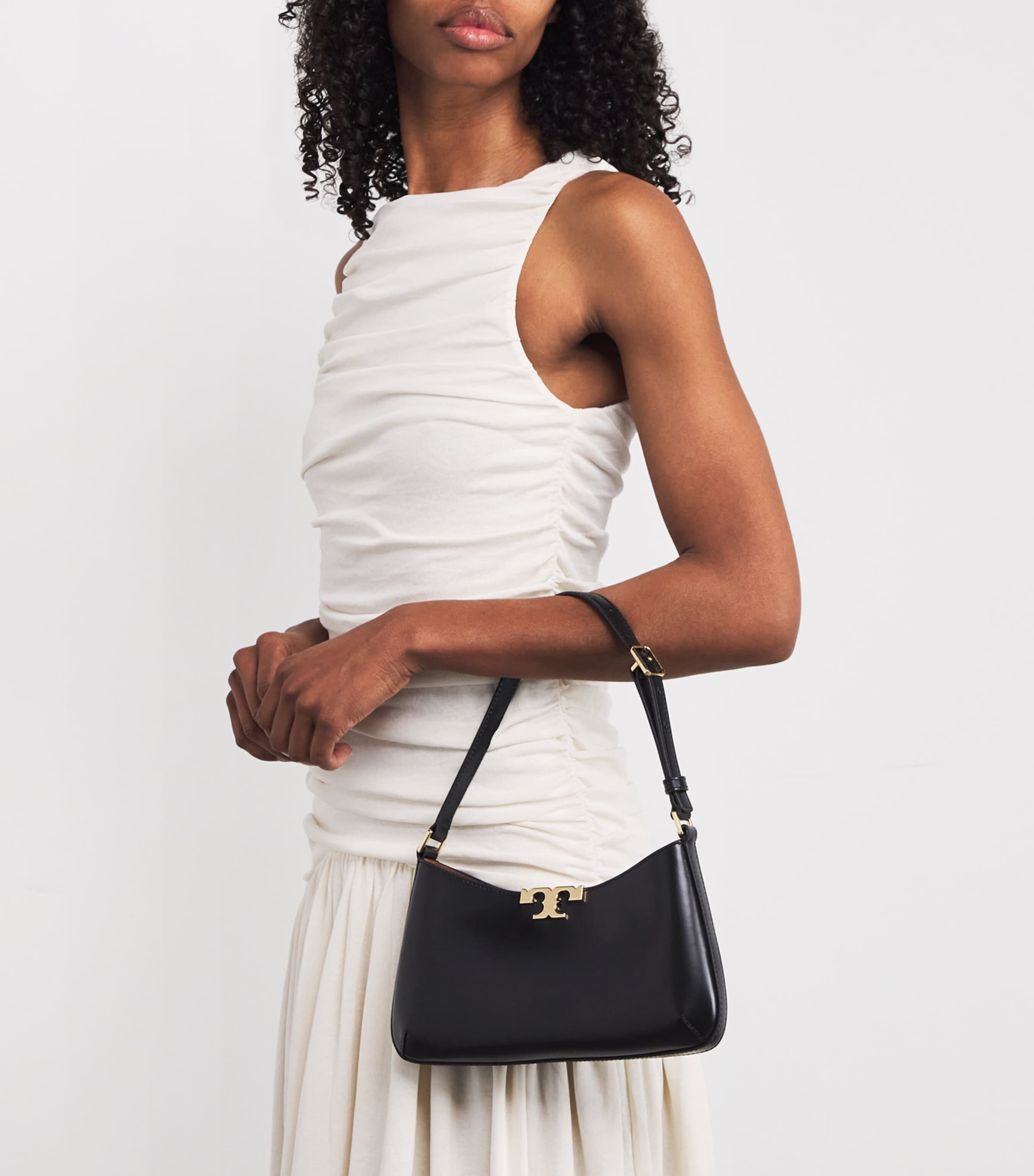 Leather Eleanor Slim Shoulder Bag 001 BLACK Image 5