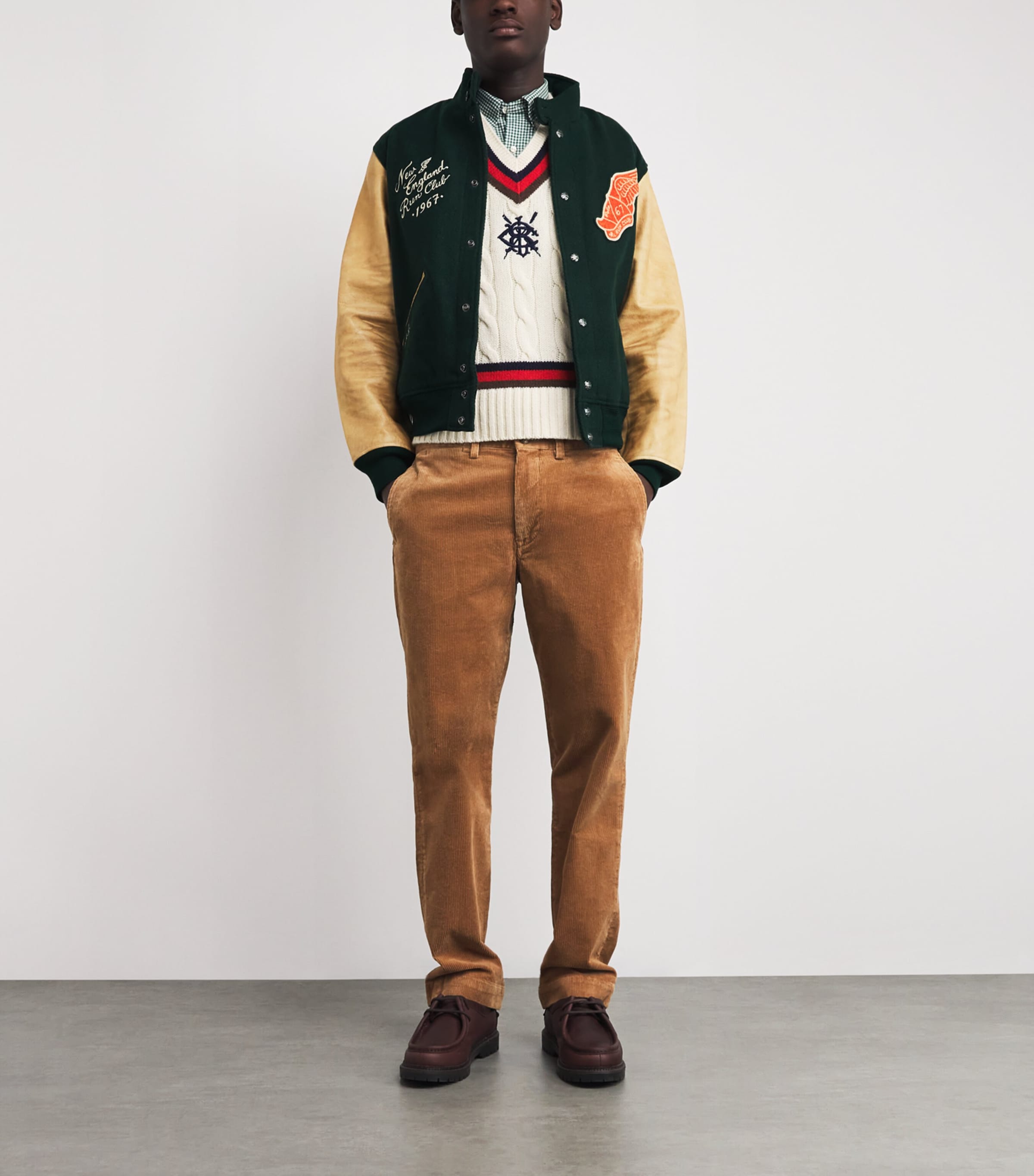 Polo Ralph Lauren Mens New England Bomber Jacket Green Image 2