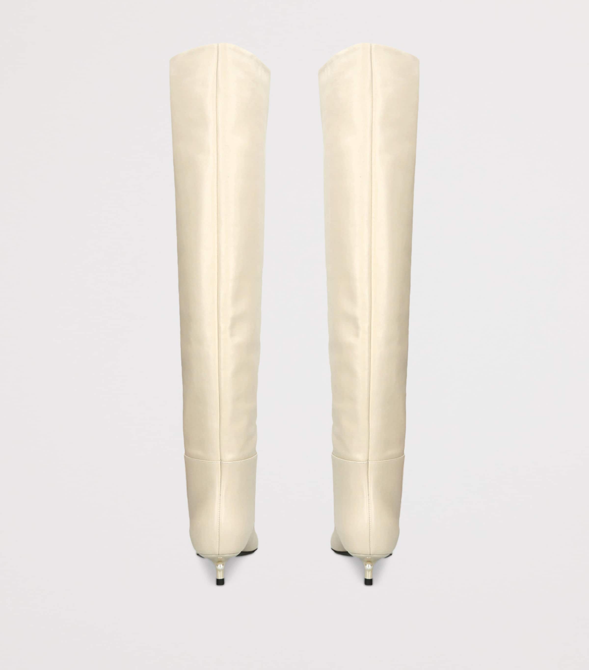 Leather Derby Knee-High Boots 35 BONE Image 2