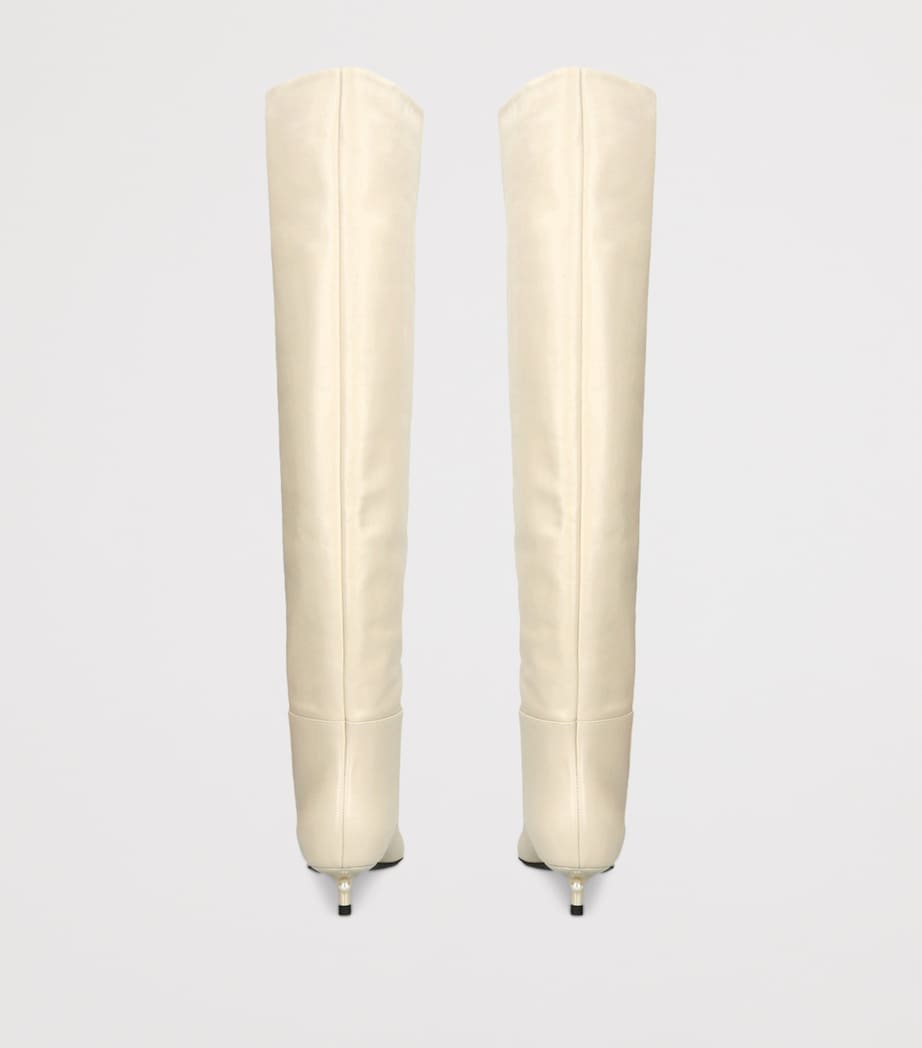 Leather Derby Knee-High Boots 35 BONE Image 2