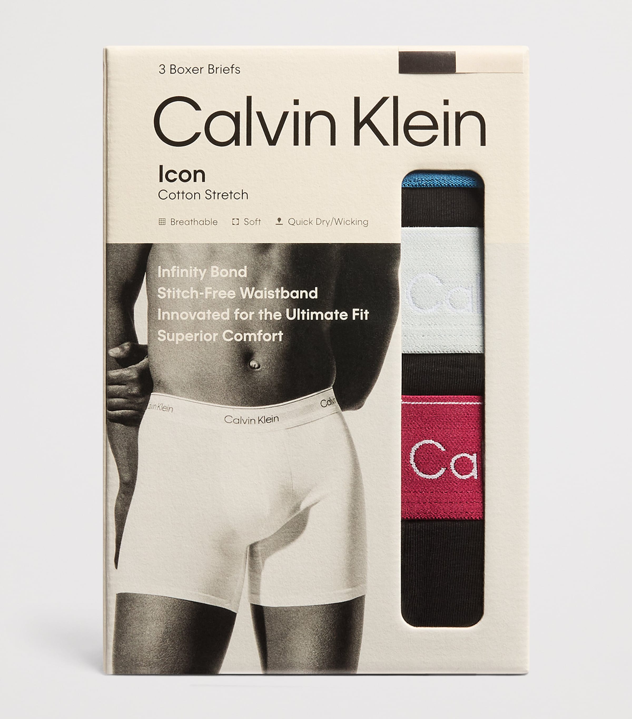 Calvin Klein Mens Stretch-Cotton Icon Boxer Briefs (Pack of 3) Poseidon Blue/p Image 4