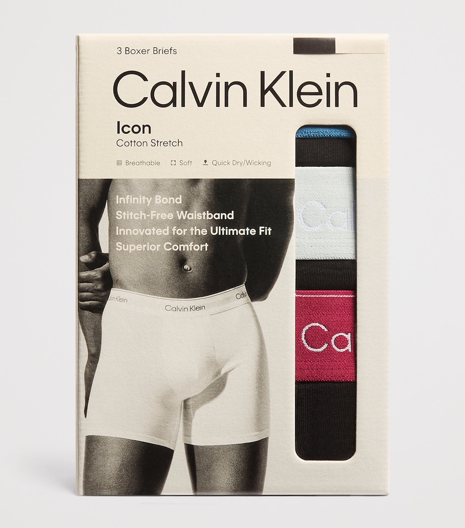 Calvin Klein Mens Stretch-Cotton Icon Boxer Briefs (Pack of 3) Poseidon Blue/p Image 4