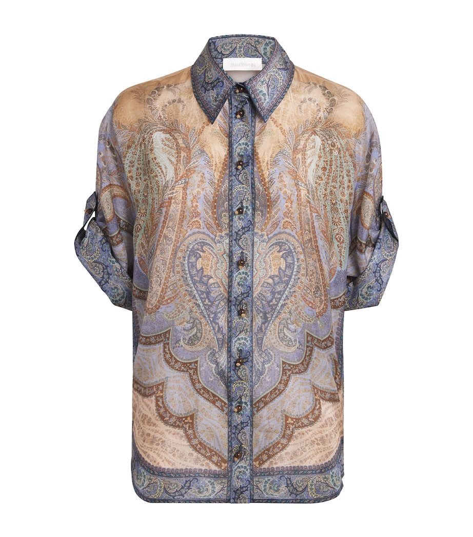 Silk Printed Wanderlust Shirt TAPSTRY BLU MLTITPBL Image 1