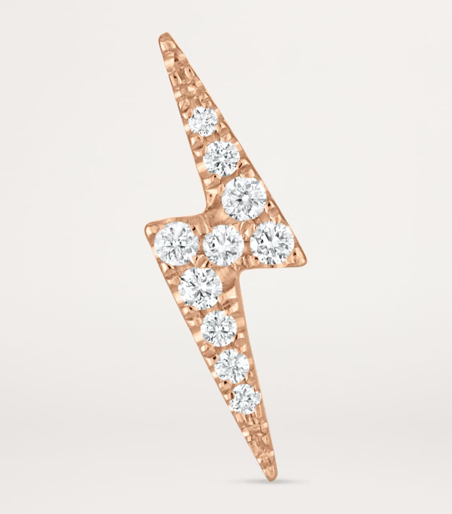 Rose Gold Diamond Lightning Bolt Threaded Stud Earring (11mm) ROSE GOLD Image 3
