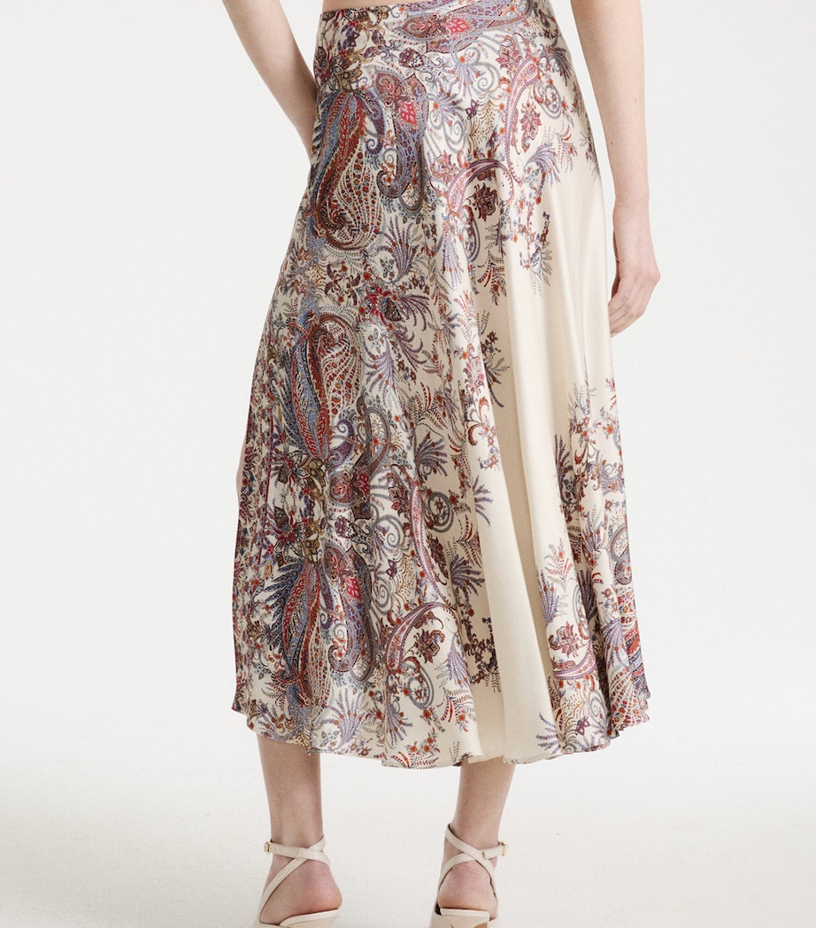 Marella Womens Satin Paisley Print Skirt Cream Image 3