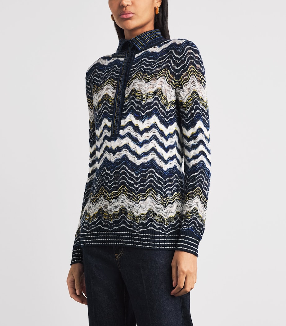 Missoni Womens Wool-Blend Jacquard Sweater Bl Bs W/ Yl,wt Image 4