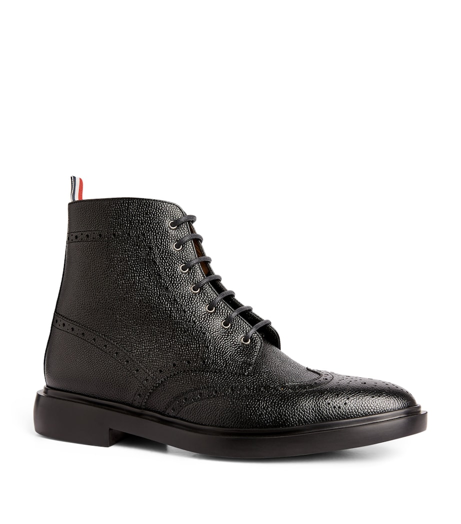 Leather Lace-Up Boots BLACK Image 3