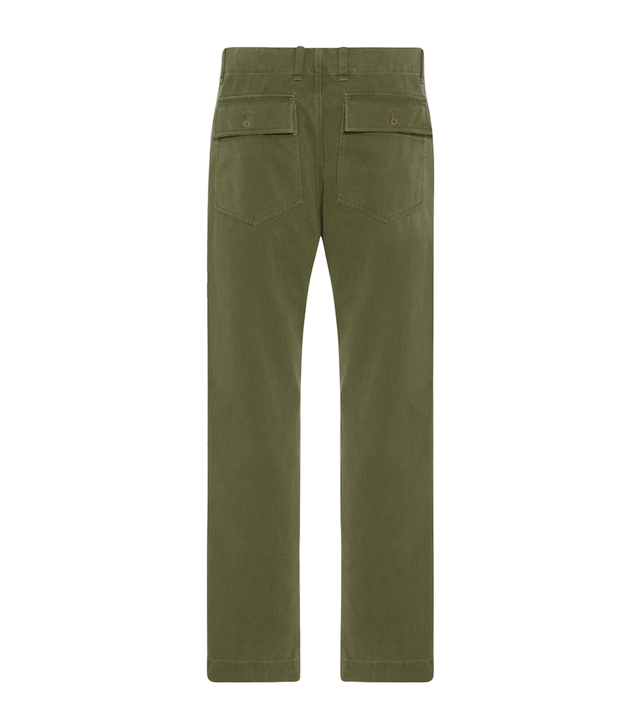 Valerio Washed Cotton Trousers KHAKI GREEN Image 2