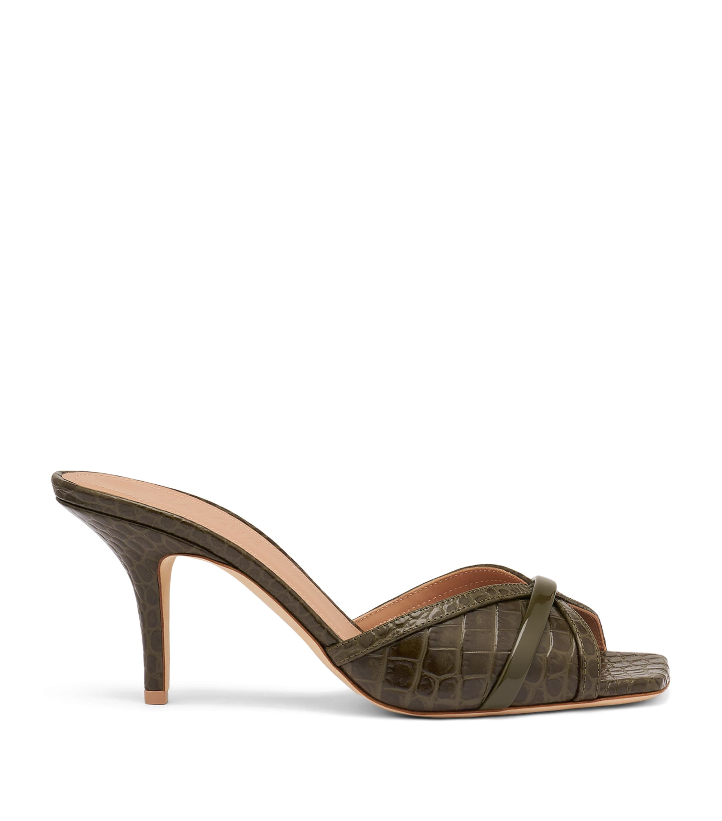 Malone Souliers Croc-Embossed Leather Perla Mules 70 Olive Image 1