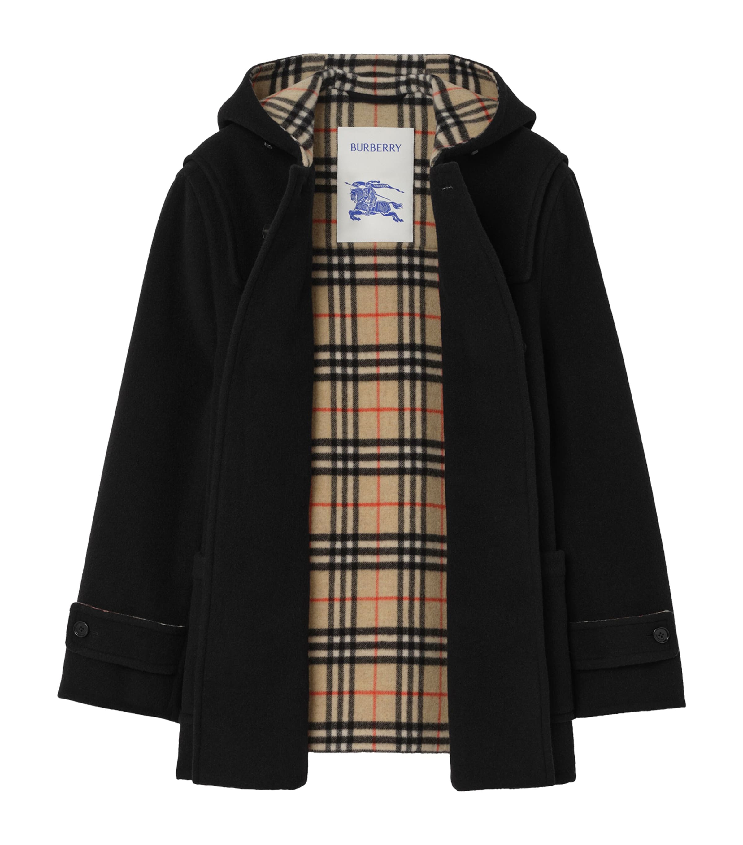 Burberry Black Hooded Duffle Coat | Harrods UK
