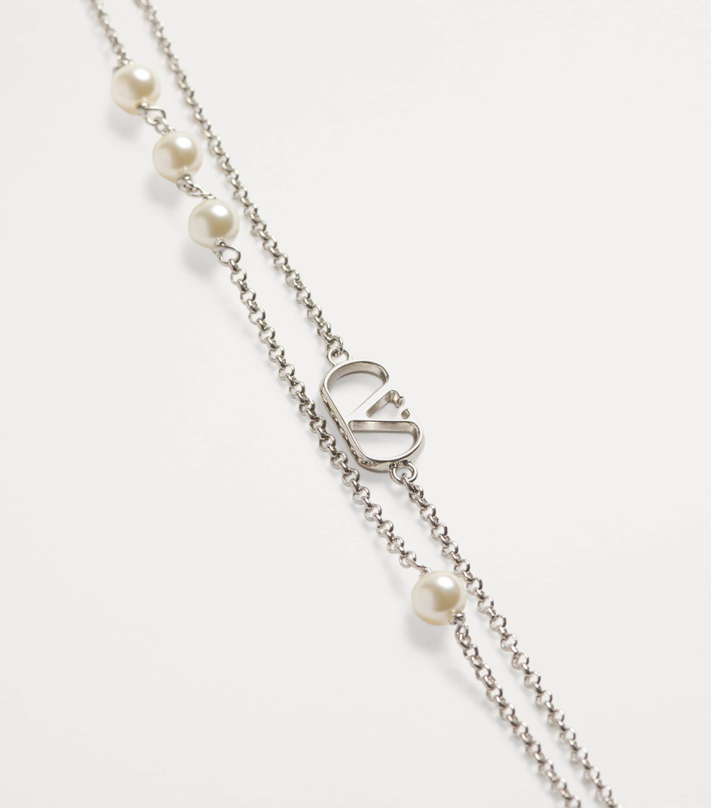 Faux Pearl VLogo Signature Necklace 6RU Image 2