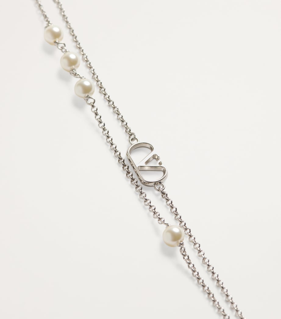 Faux Pearl VLogo Signature Necklace 6RU Image 2