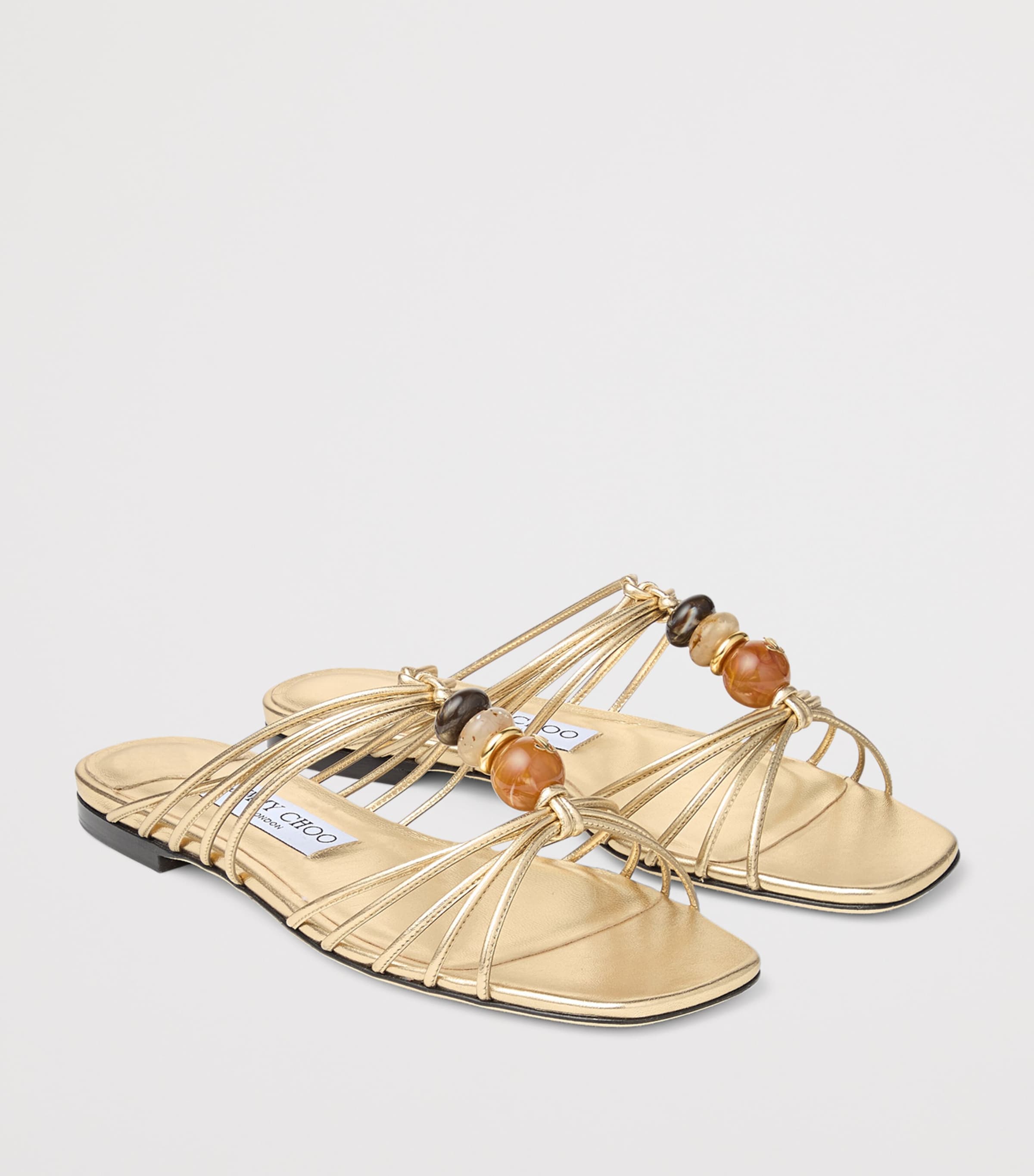 Jimmy Choo Lova Leather Flat Mules Gold Mix Image 2