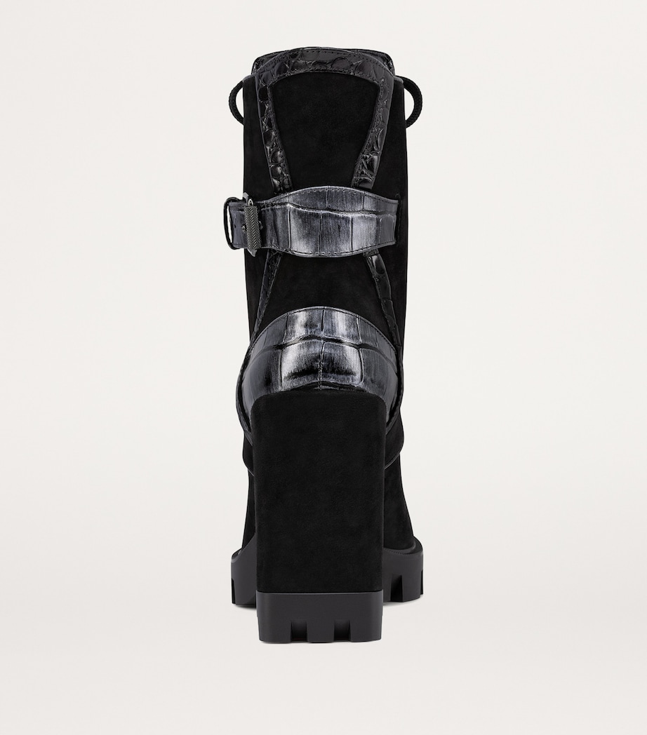 Macademia Suede Lace-Up Boots 100 BK01 Image 4