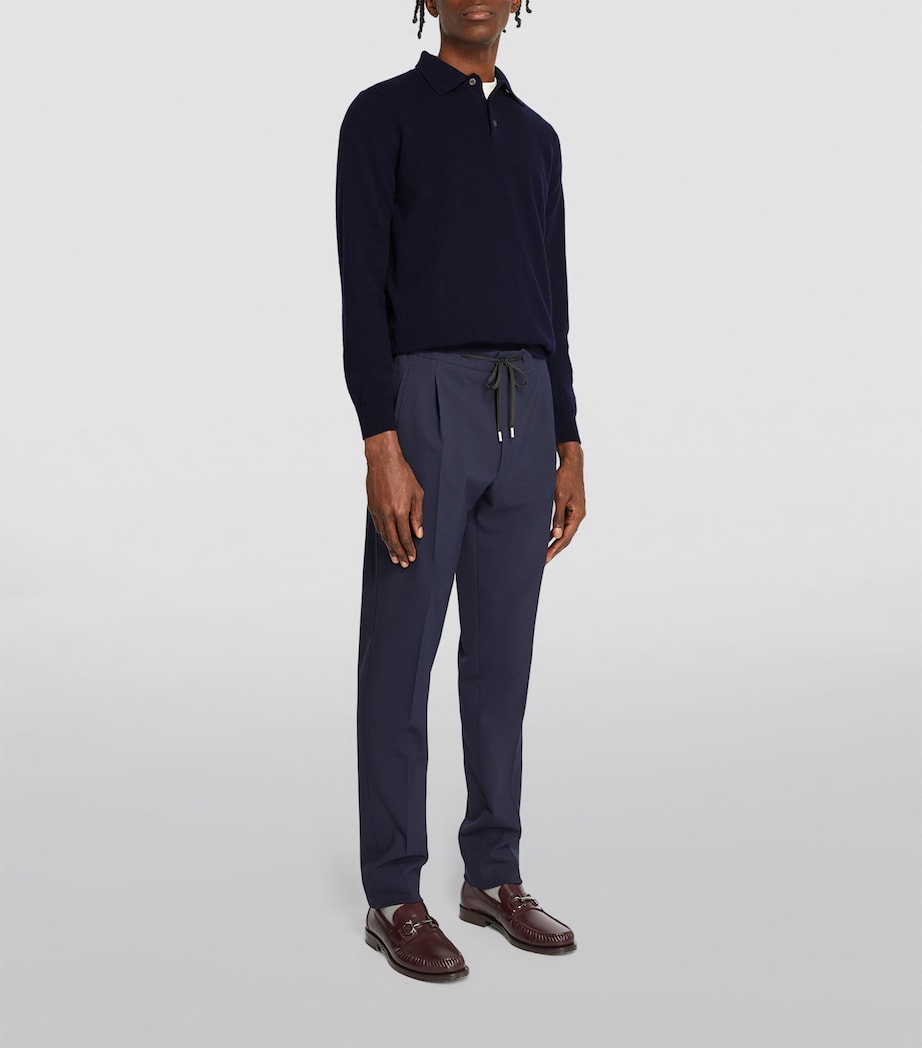 Cashmere Long-Sleeve Polo Shirt NAVY Image 2