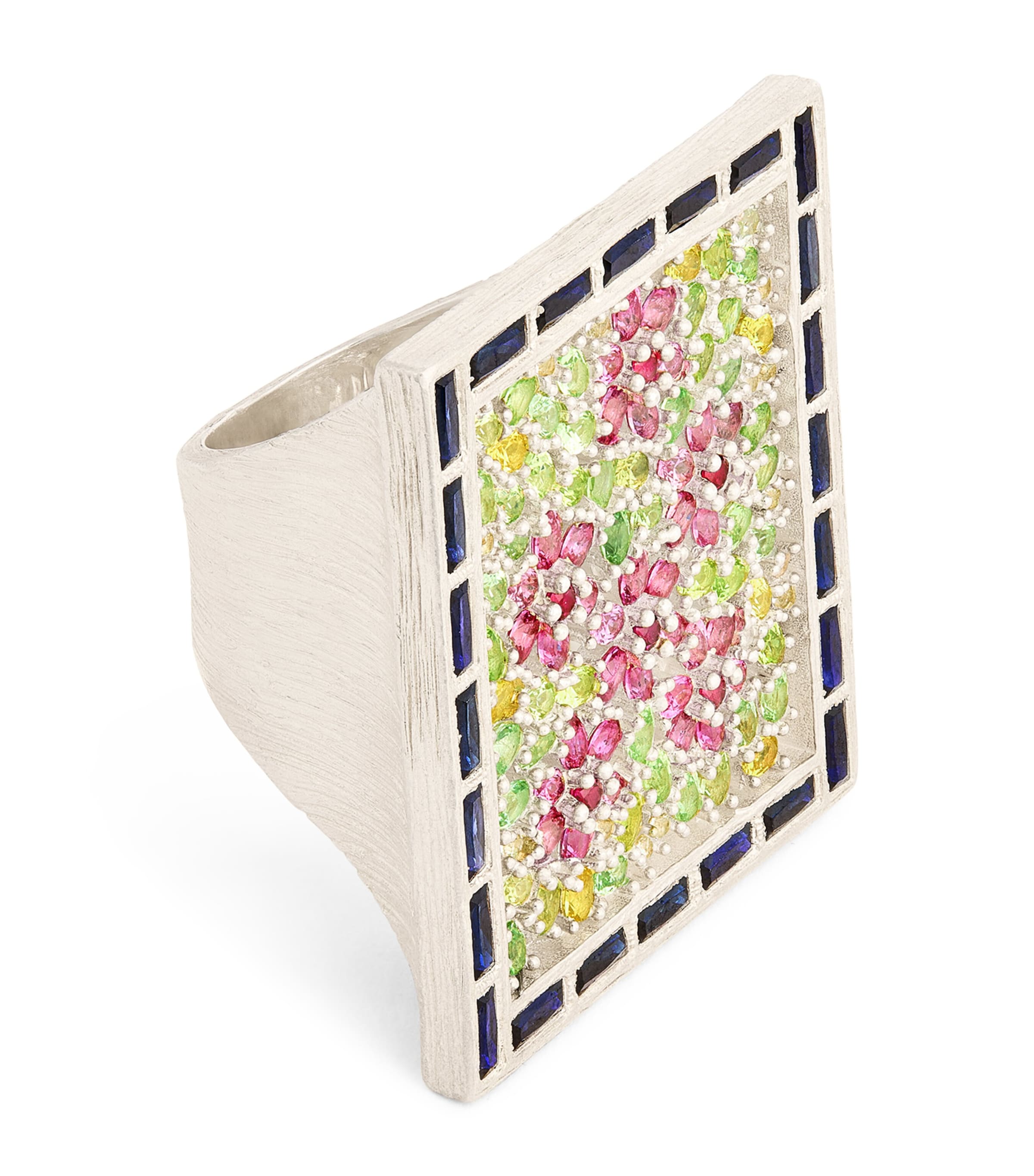 Bleue Burnham Sterling Silver And Sapphire Spring Blossom Ring In Silver