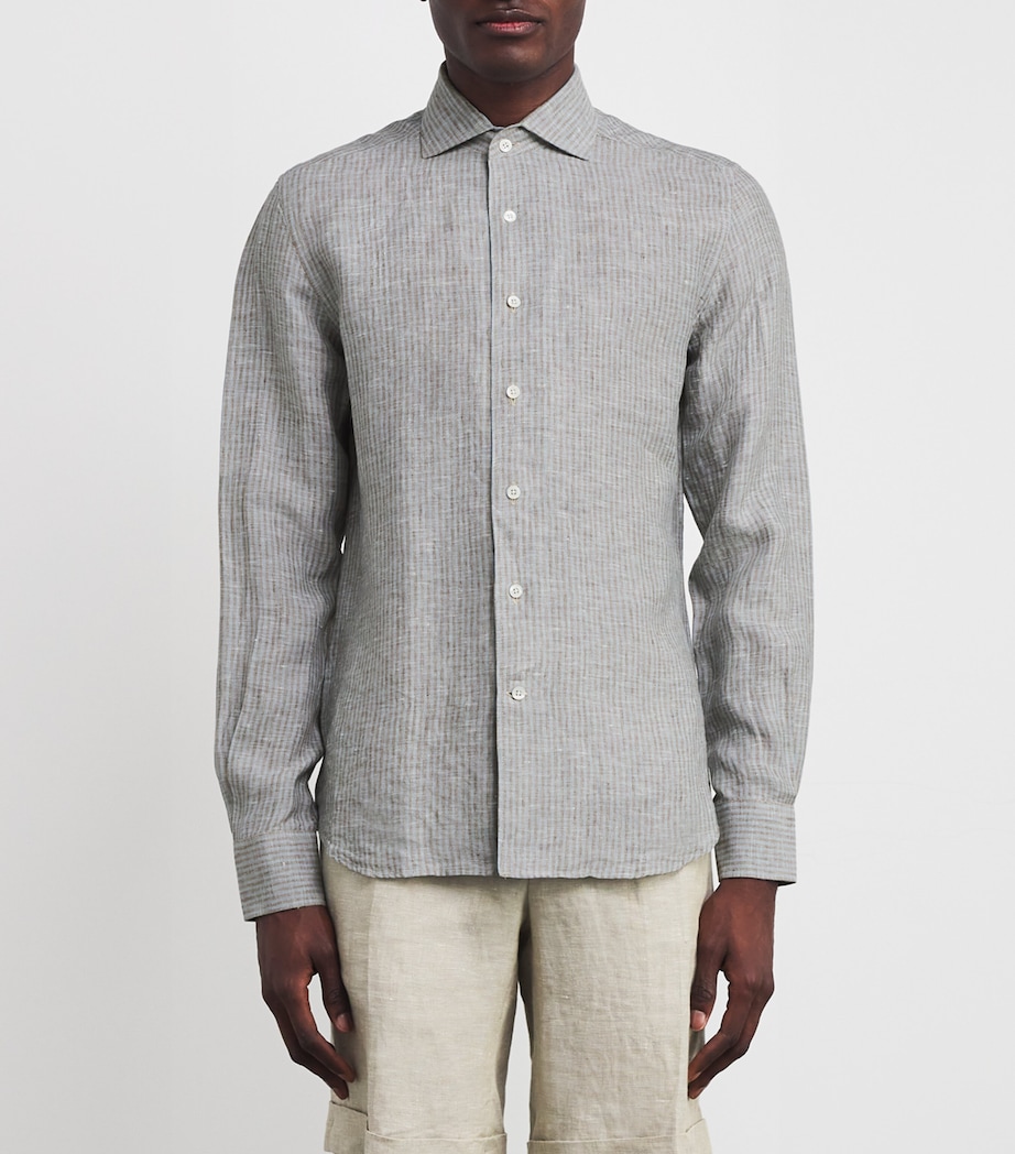 Linen Stripe Shirt 01 NAVY BLUE Image 3