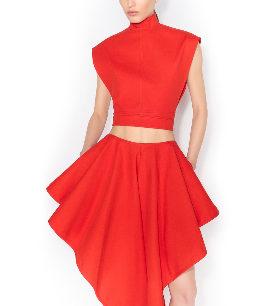 Alaïa Womens Belted Crop Top Orange Sanguine Image 5
