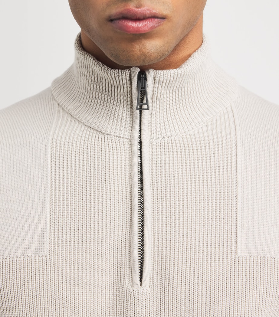 Belstaff Mens Organic Cotton Commander Quarter-Zip Sweater Silver Birchsvrbc Image 3