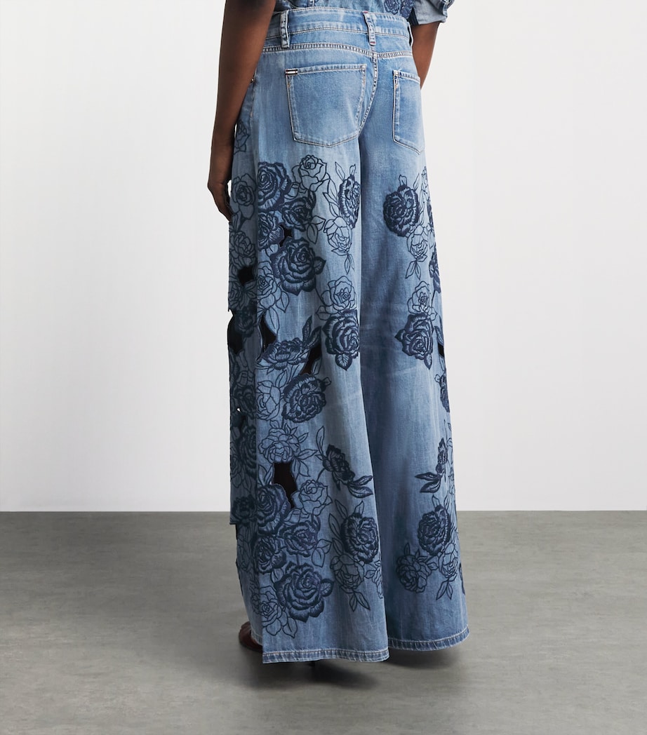 Alice+Olivia Womens Sidney Laser-Cut Jeans Brooklyn Blue Image 5
