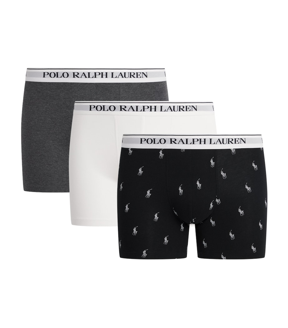 Polo Ralph Lauren Mens Stretch-Cotton Logo Boxers (Pack of 3) Blk Aop/brcl Htr/wht Image 1