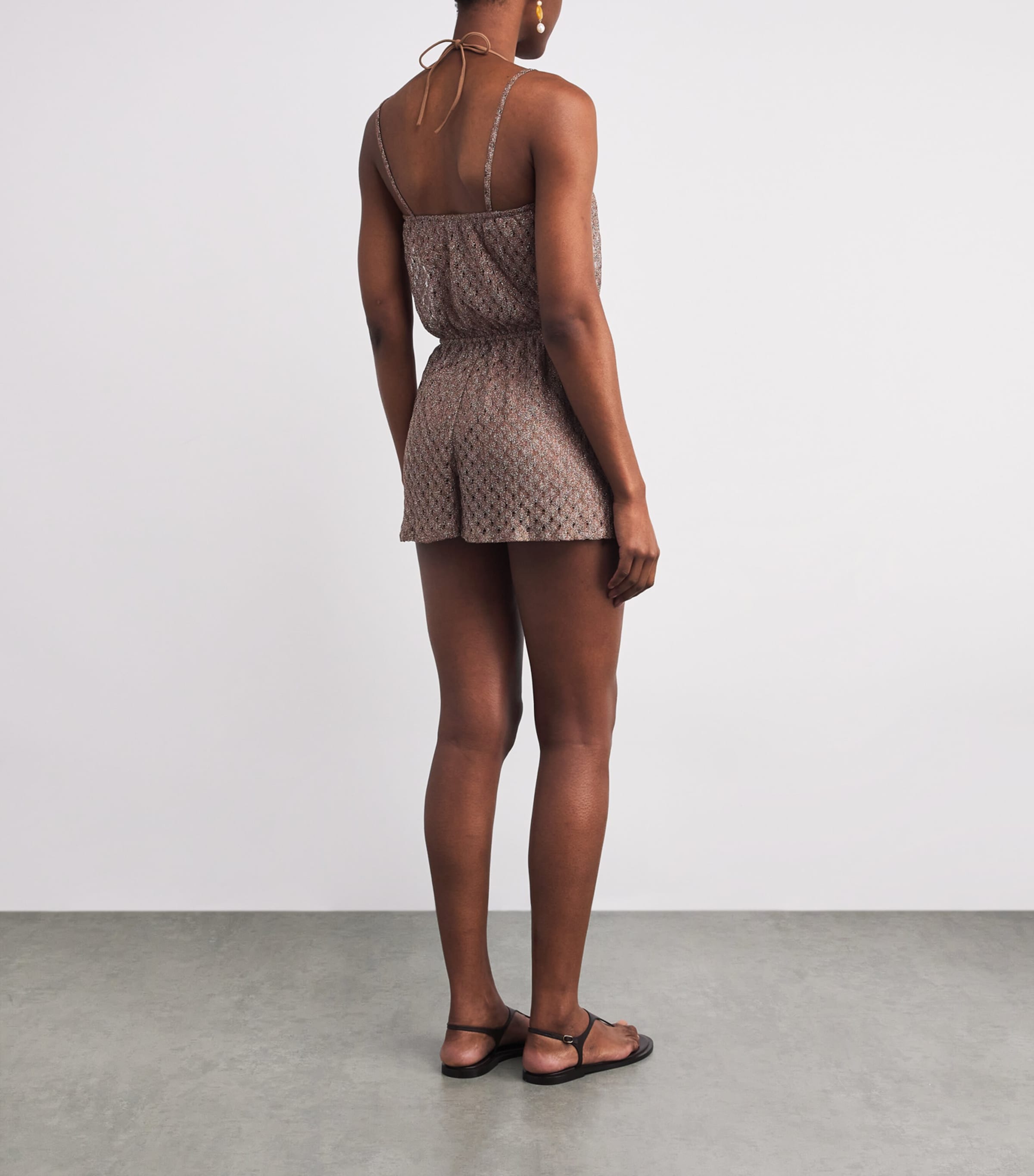 Metallic-Trim Playsuit S80EE BROWN Image 3