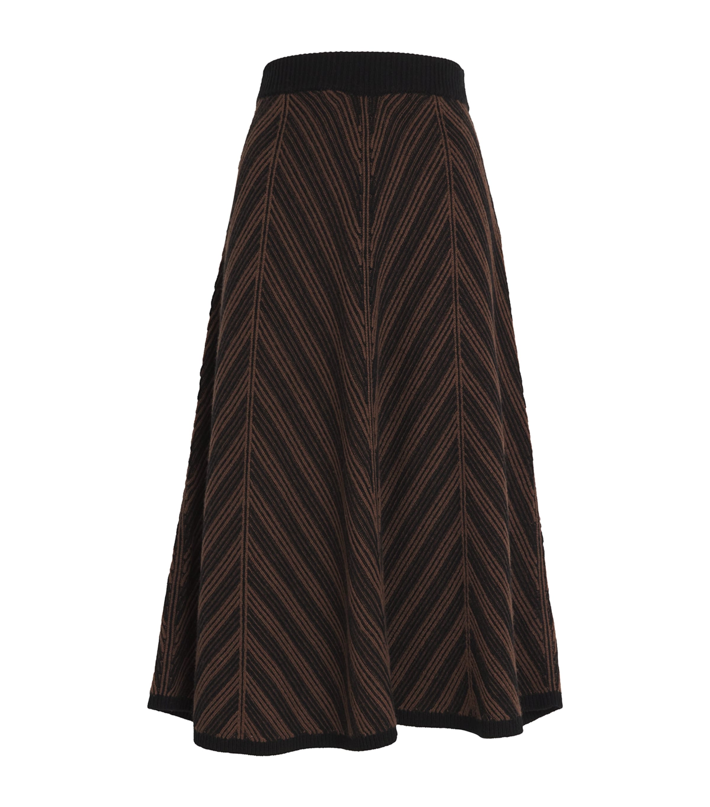 JOSEPH MERINO WOOL CHEVRON MIDI SKIRT 