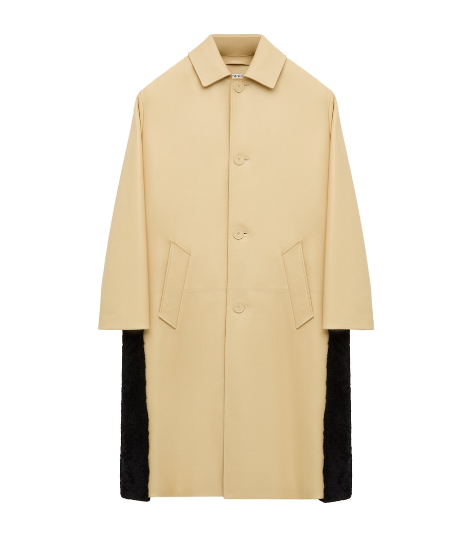 LOEWE Womens Nappa Lambskin Shearling-Trim Coat Light Yellow Image 1