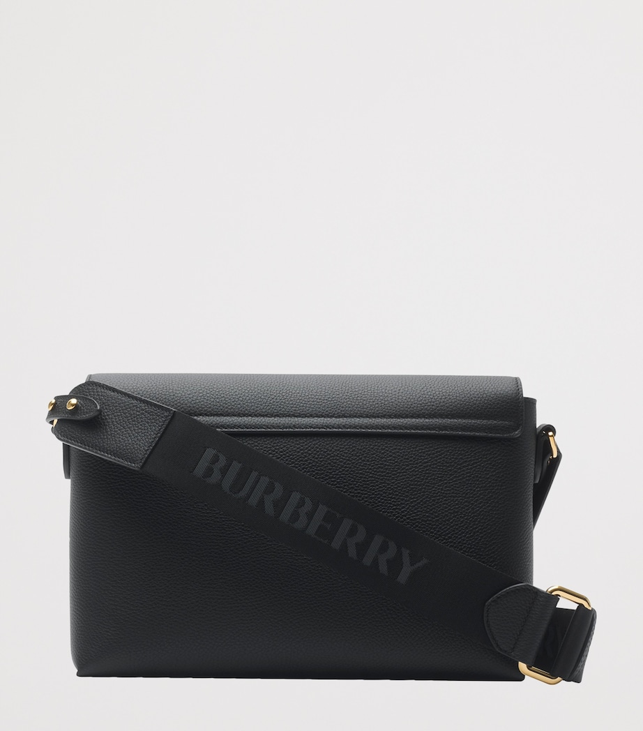 Leather Check-Lined Cross-Body Bag BLACK Image 5