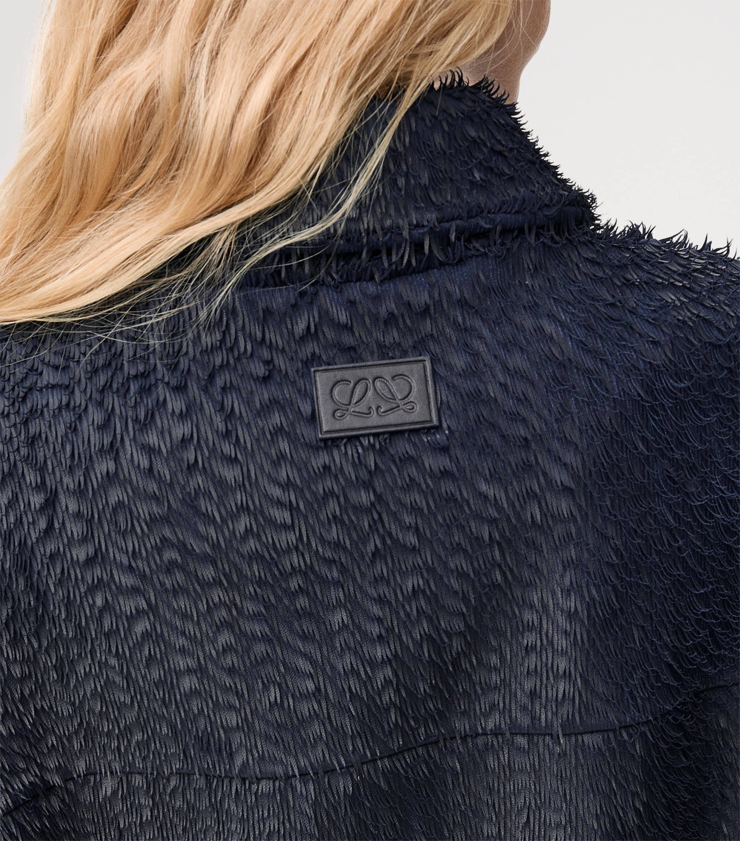 LOEWE Womens Lambskin Textured Overshirt Dark Blue Image 5