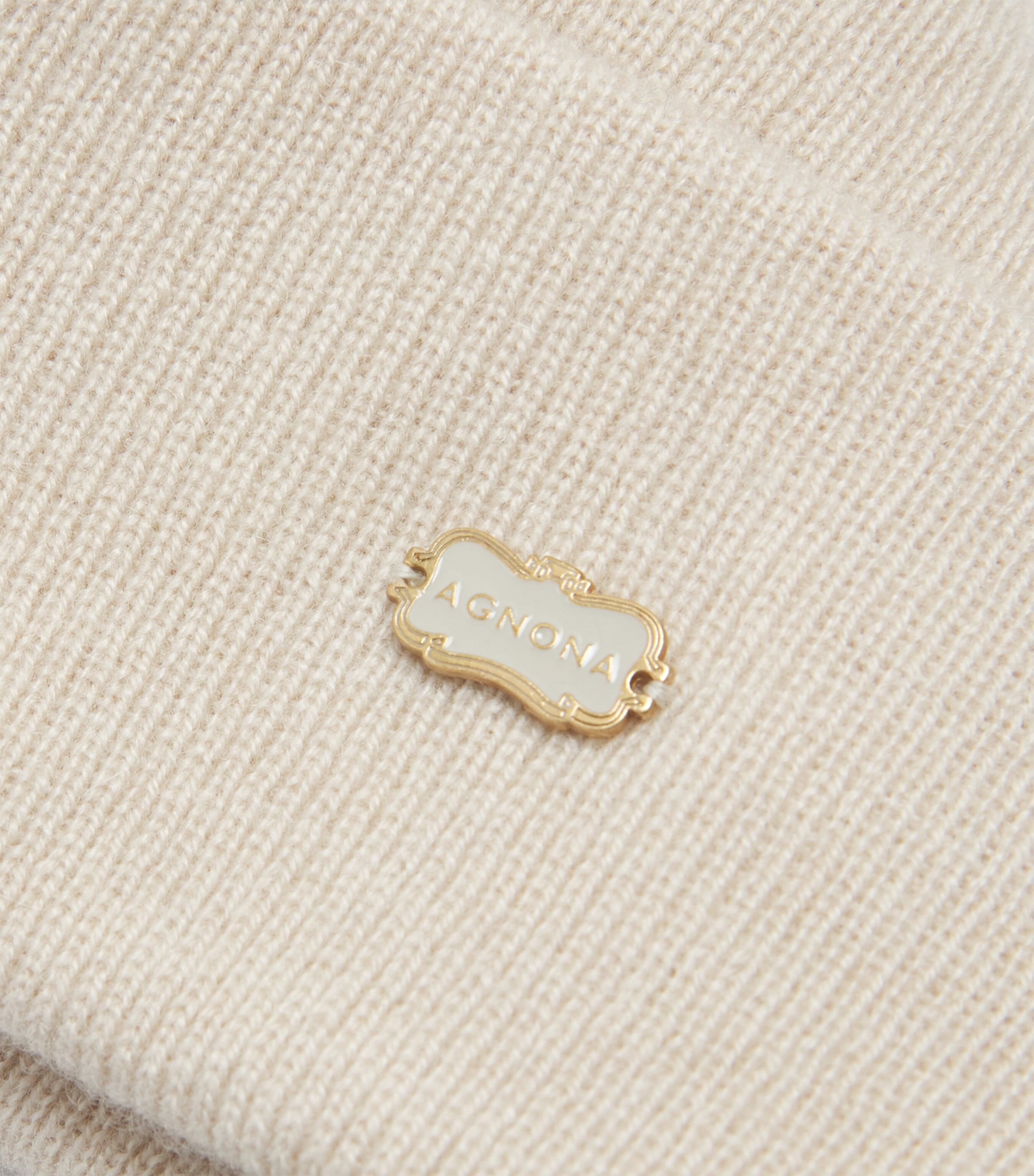 Agnona Cashmere Ribbed Beanie Beige Greige Image 3