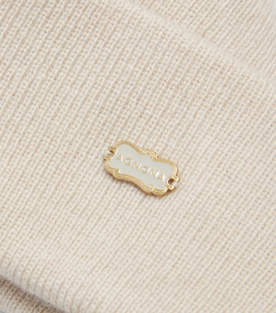Agnona Cashmere Ribbed Beanie Beige Greige Image 3