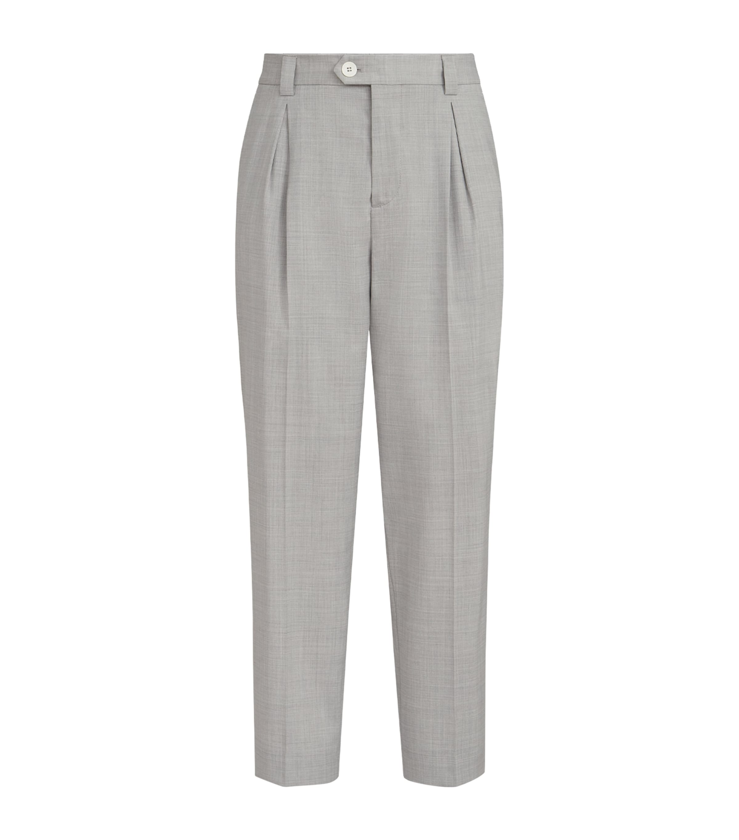Brunello Cucinelli Mens Virgin Wool Pleated Trousers Image 1