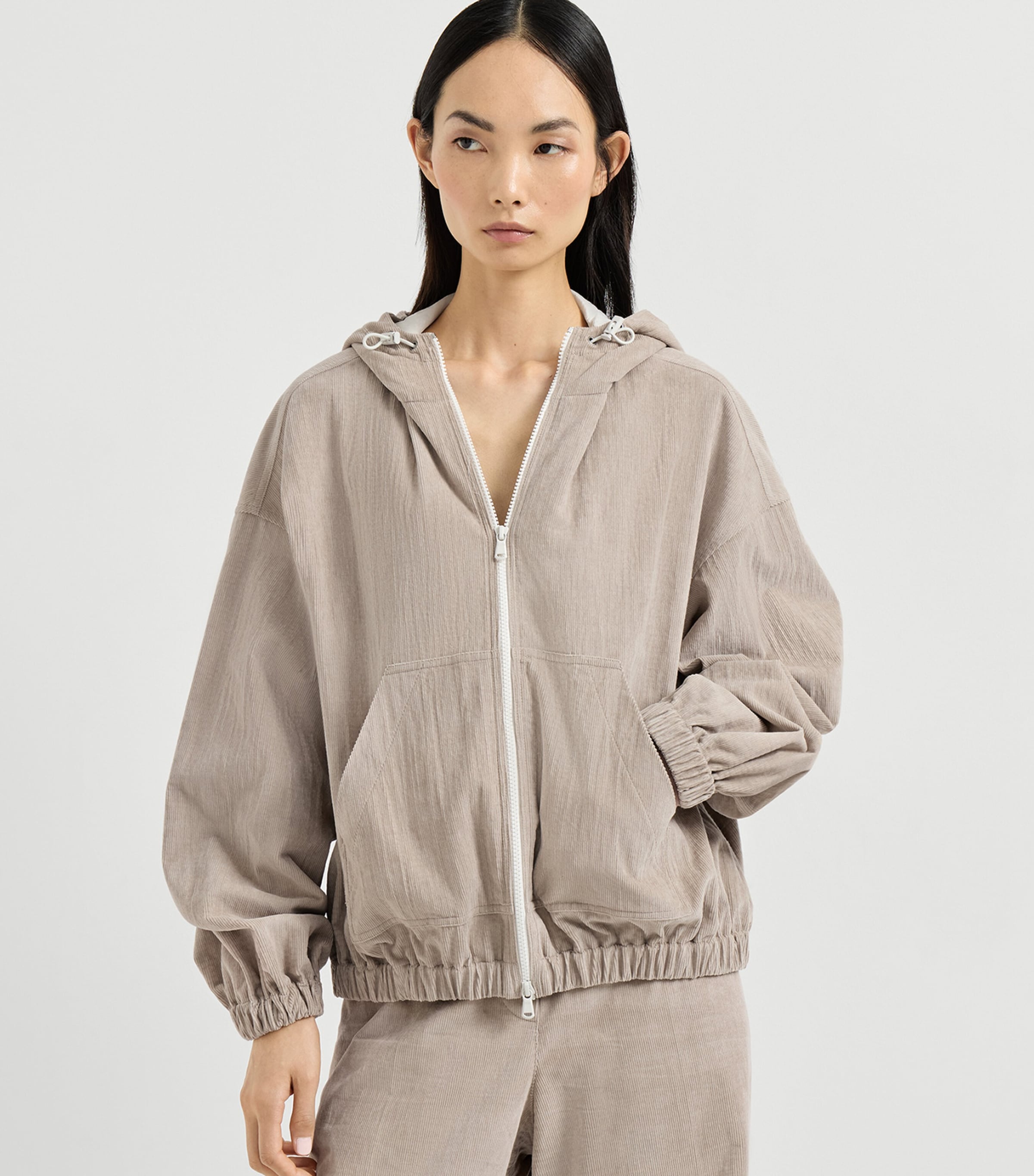 Cotton-Blend Corduroy Zip-Up Hoodie C4949 Image 3