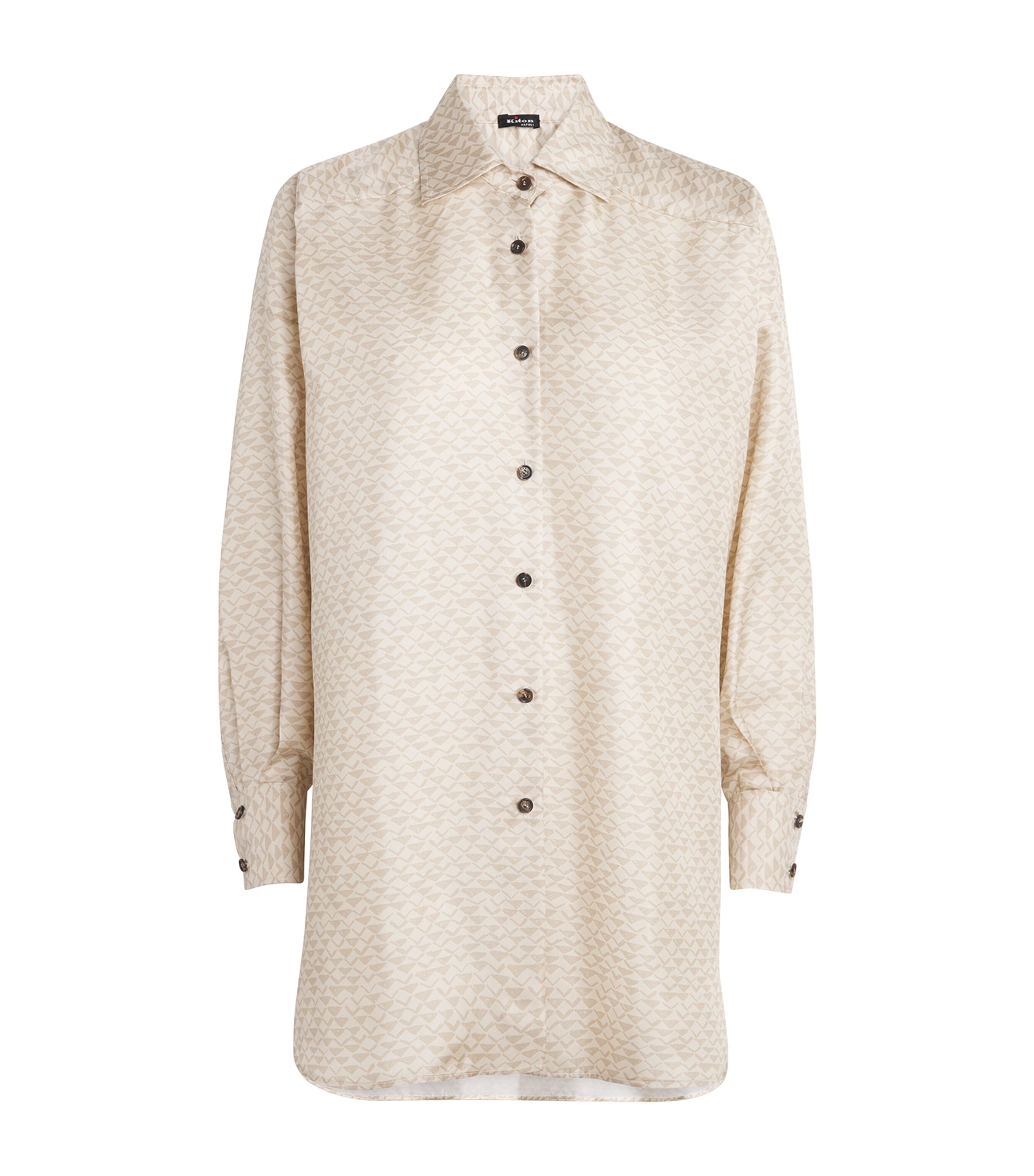 Kiton Womens Silk Printed Oversized Shirt Cream White/beige Image 1