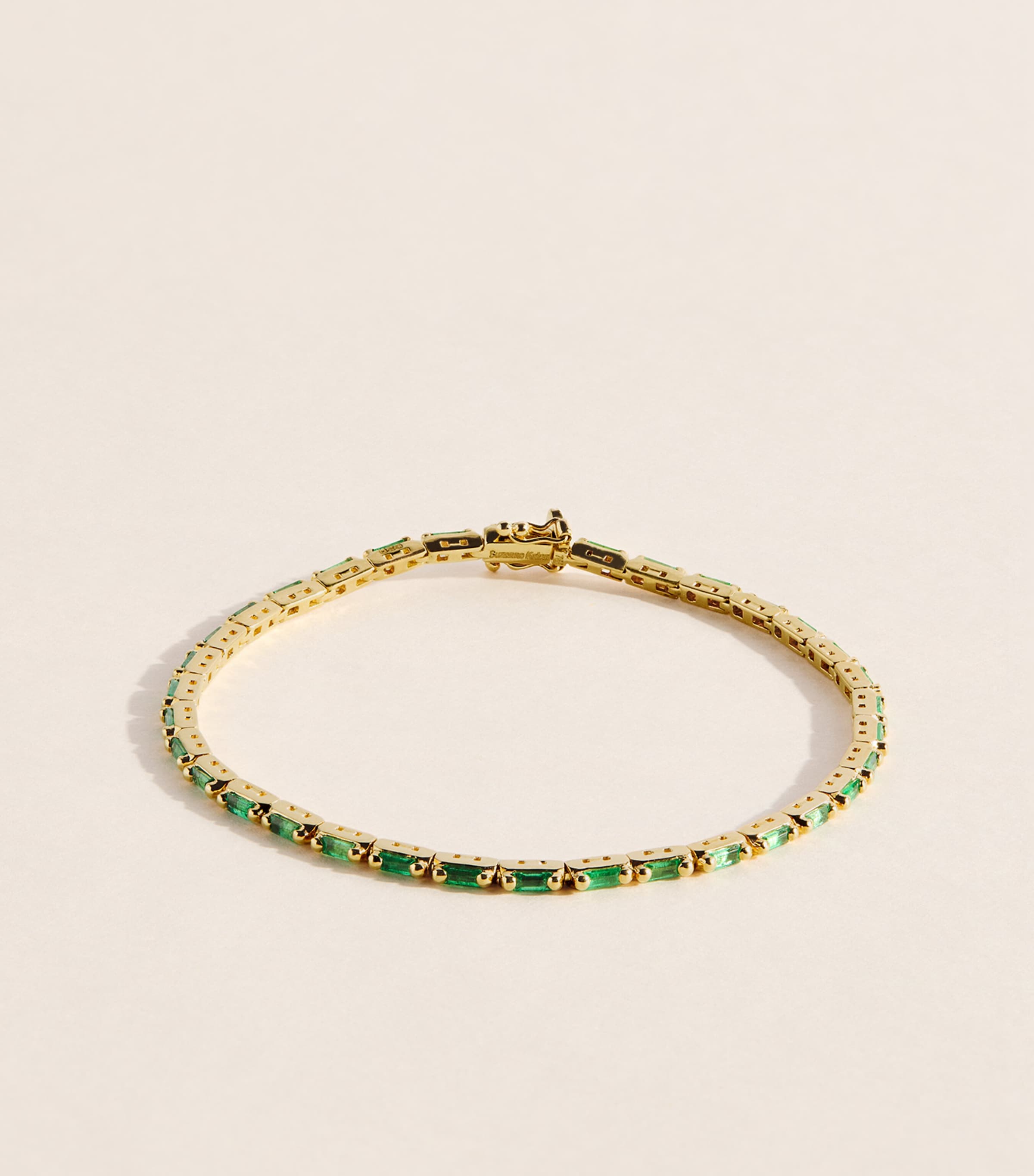 Suzanne Kalan Yellow Gold and Emerald Bold Linear Tennis Bracelet Yg/emer Image 1