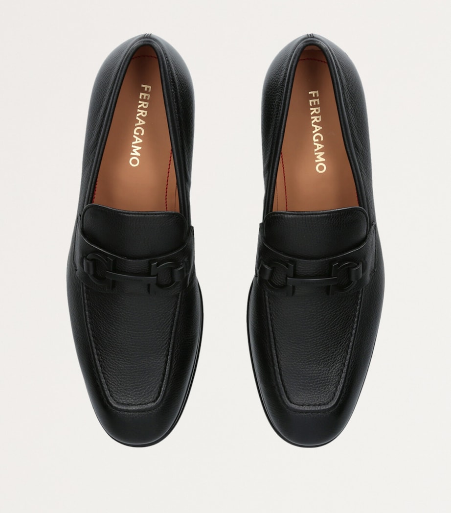 Salvatore Ferragamo Leather Foster Gancho Loafers Black Image 4