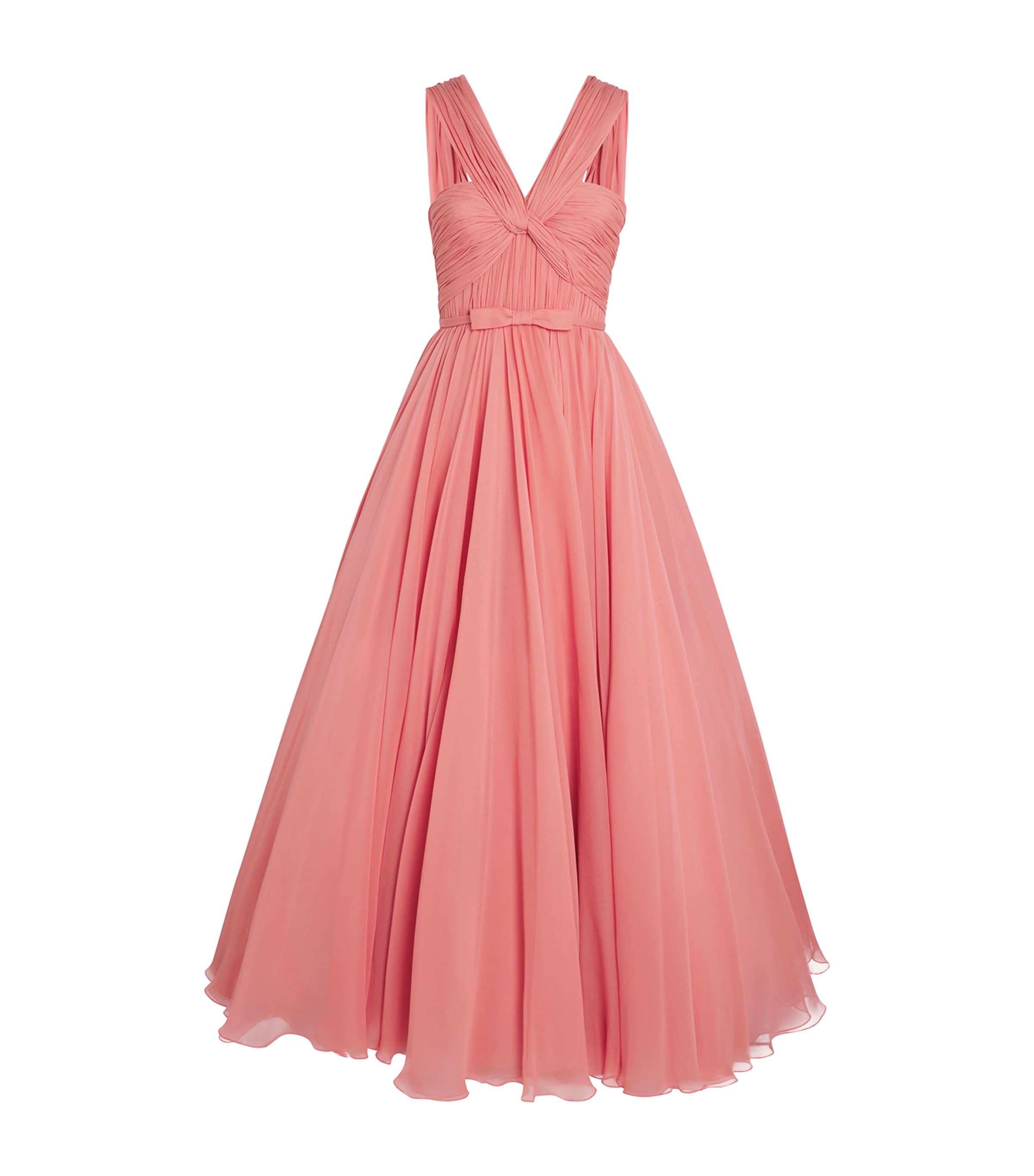 Giambattista Valli Womens Silk Tulle Midi Dress Coral Image 1