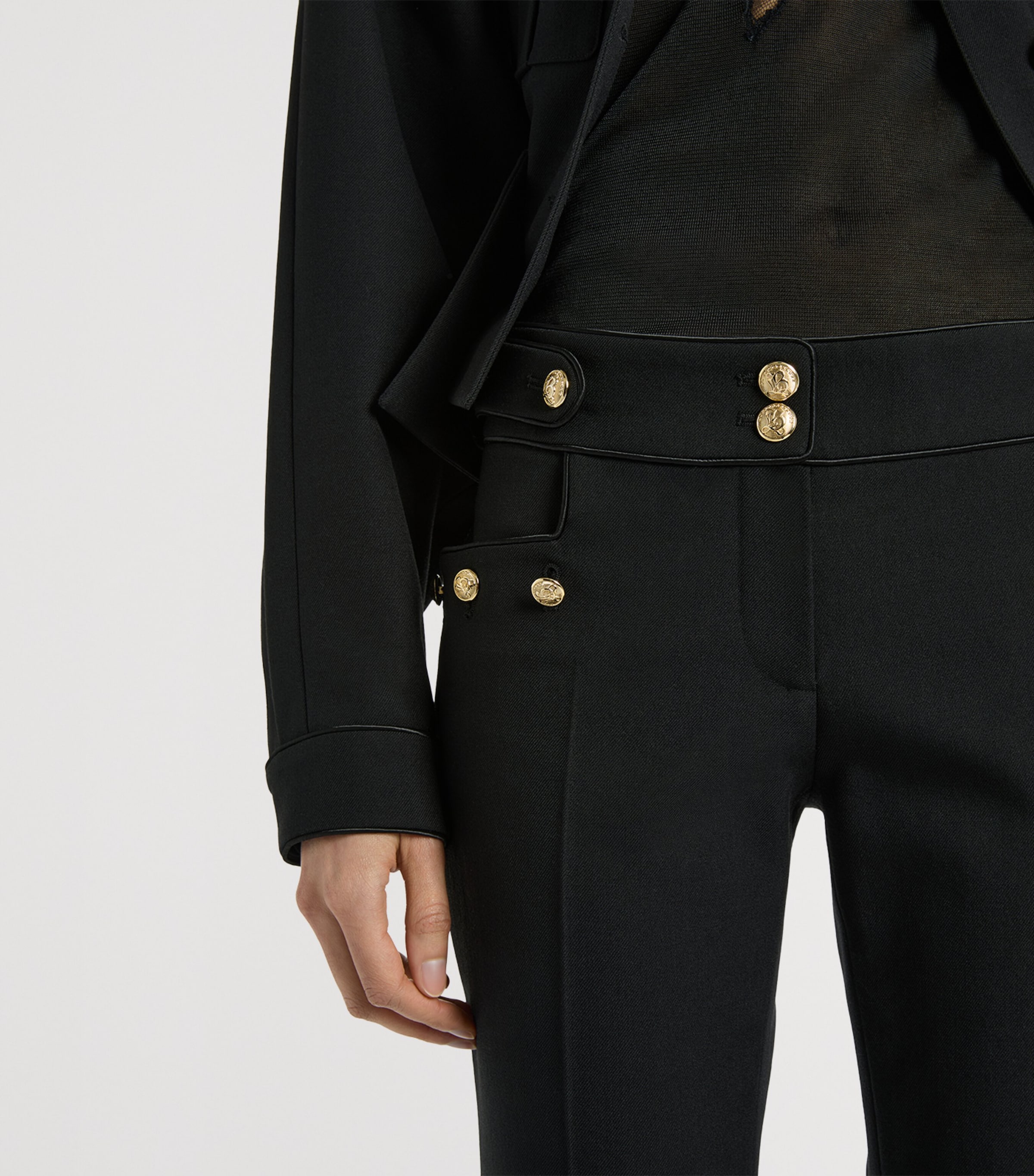 Balmain Womens Wool Gabardine Trousers Noir Image 6