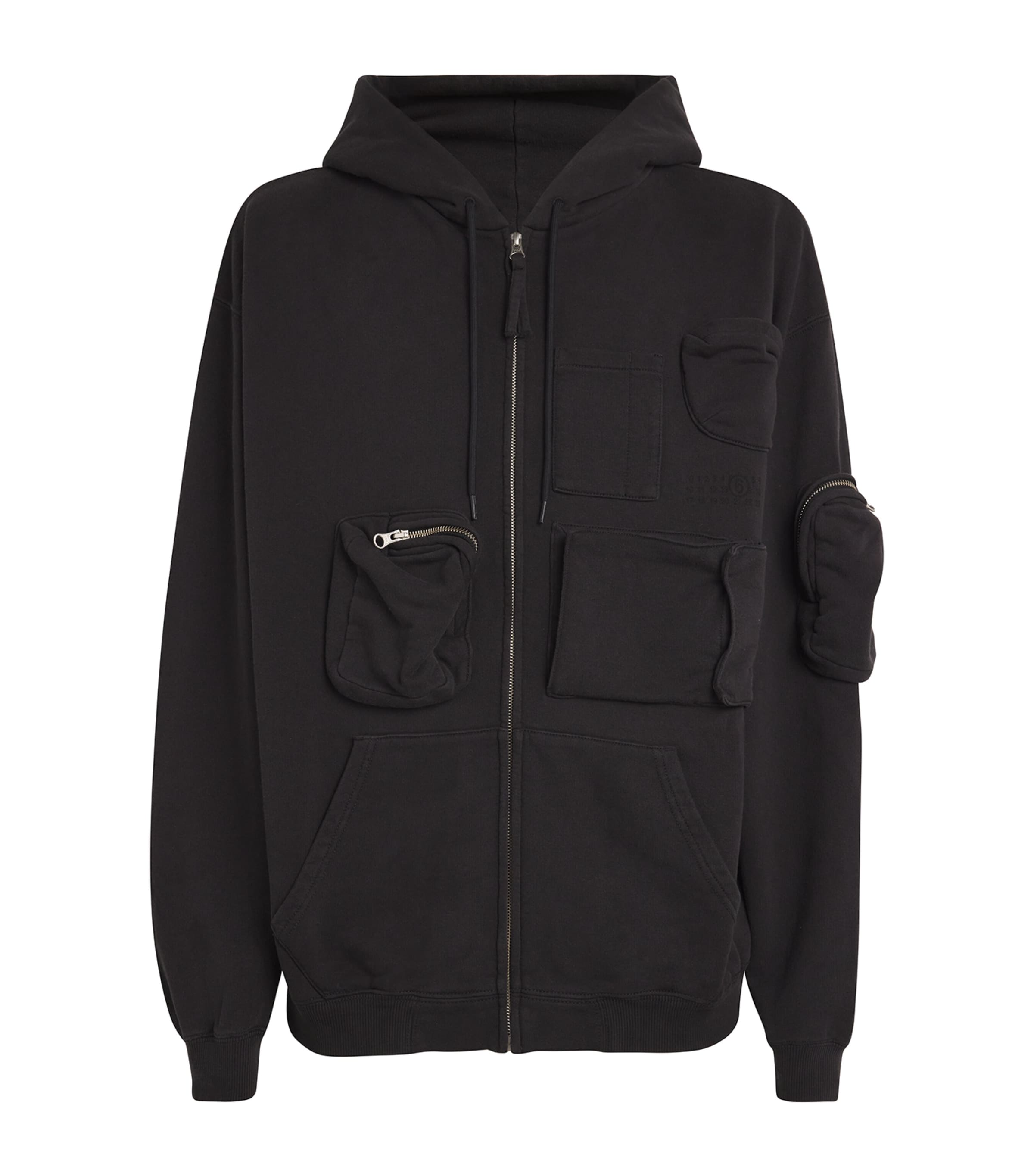 Shop Mm6 Maison Margiela Pocket-detail Cargo Hoodie In Black