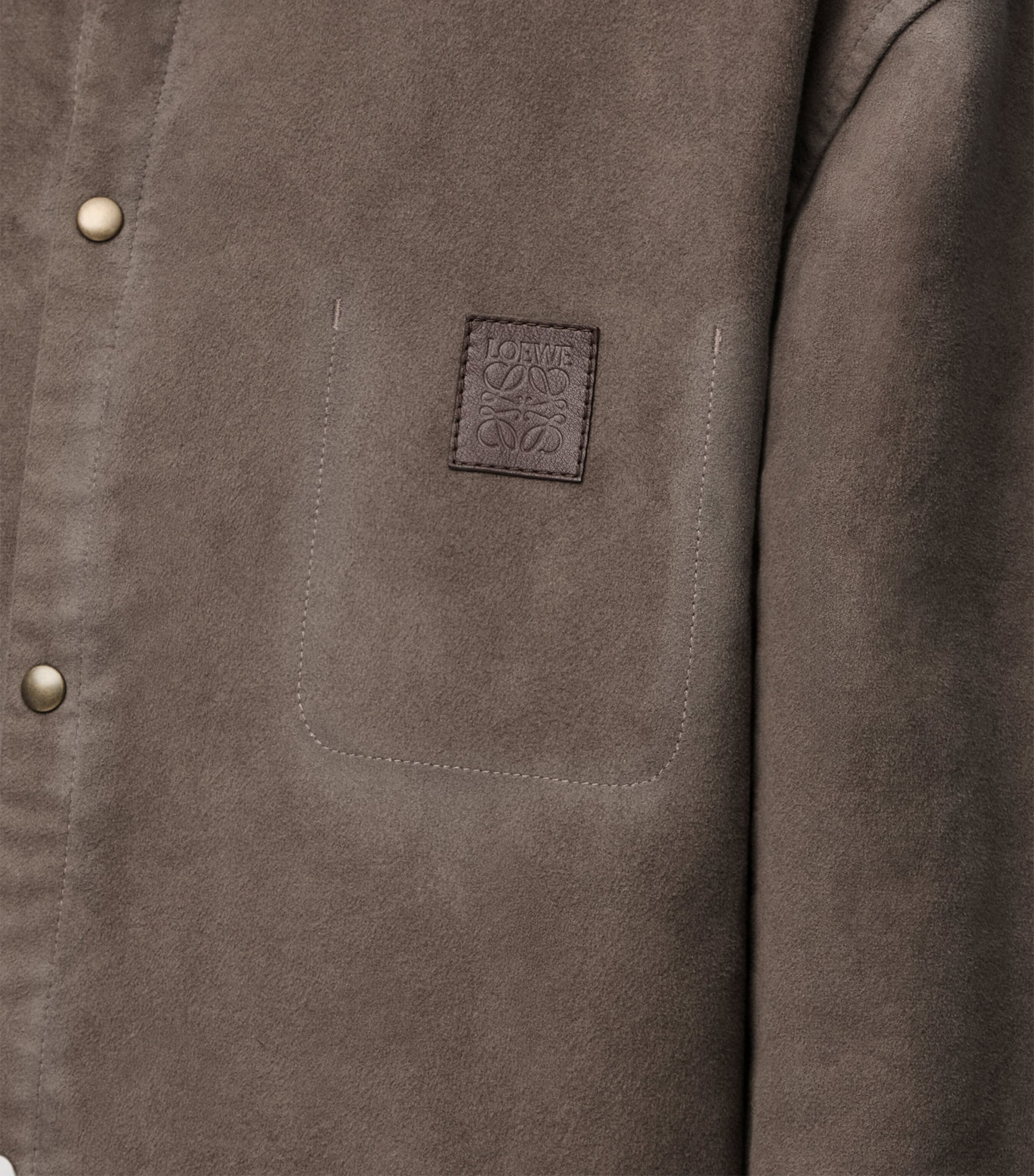 Felt Leather-Patch Overshirt KHAKI BROWN Image 5