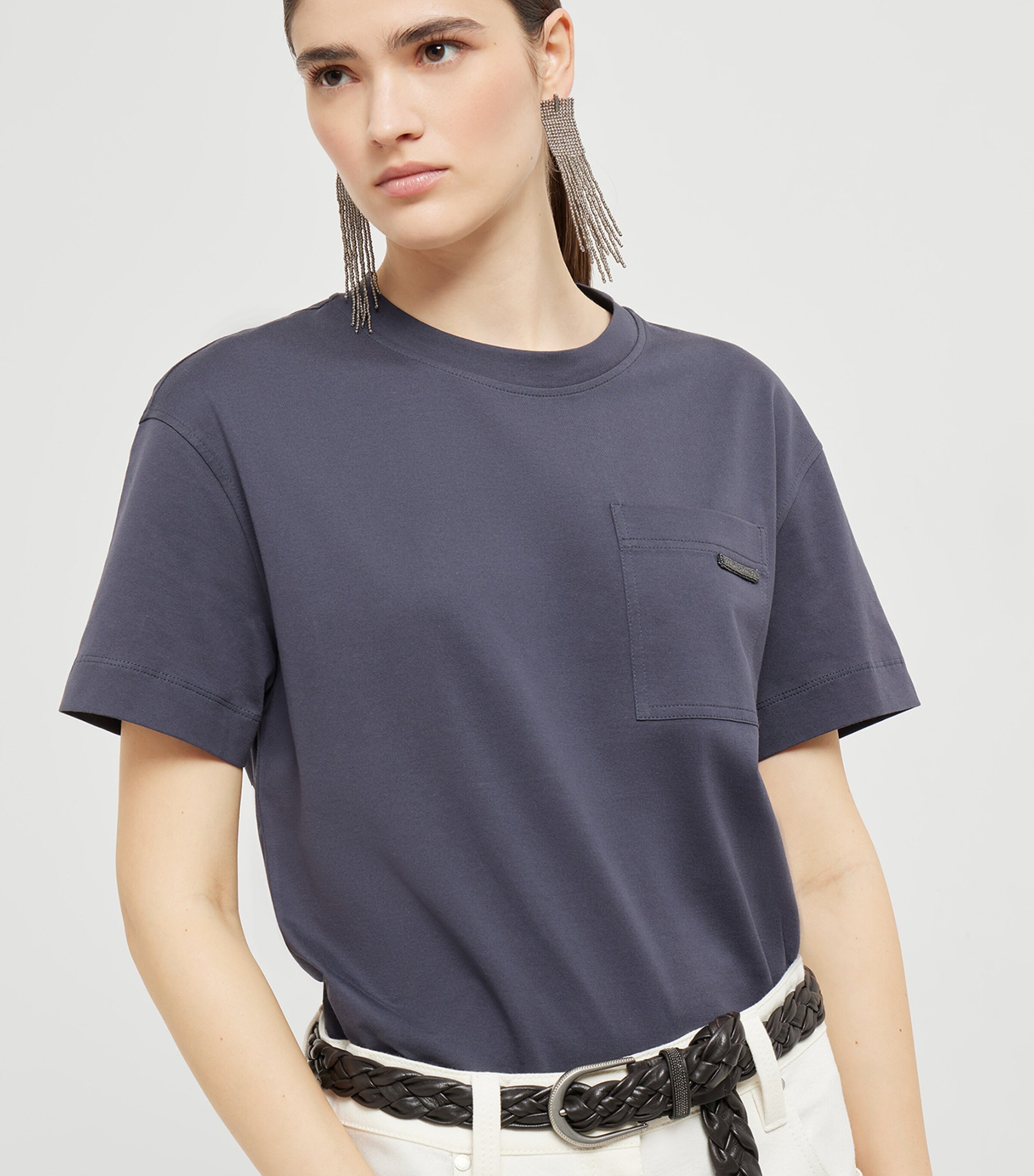 Brunello Cucinelli Womens Cotton Pocket-Detail T-Shirt Image 5