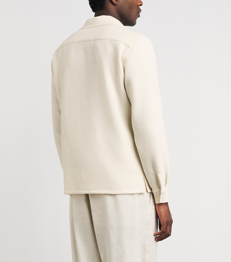 Sandro Paris Mens Textured Long-Sleeve Shirt Ecru Image 5