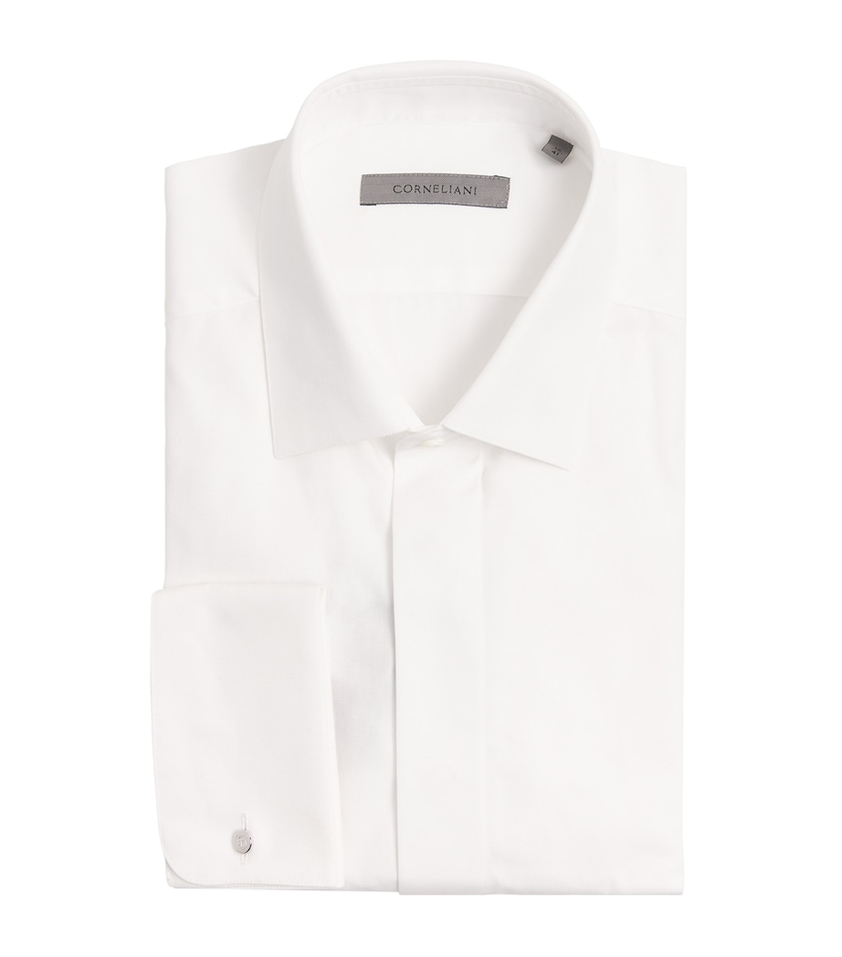 Corneliani Mens Cotton Evening Shirt White Image 1