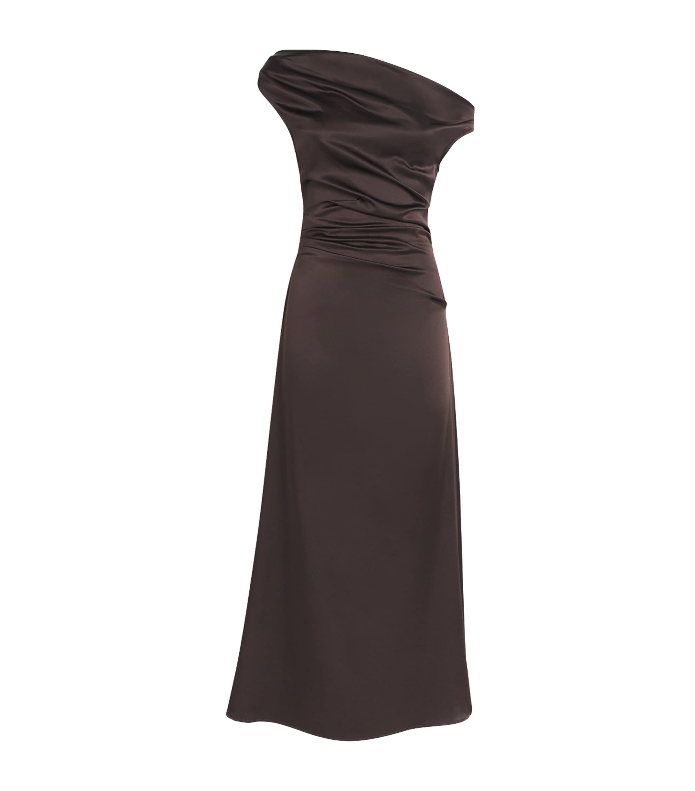 STAUD Womens Silk-Blend Phare Midi Dress Earth Eart Image 1