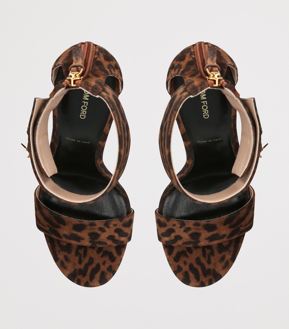 Leather Ocelot Print Padlock Sandals 105 BROWN/OTH Image 4